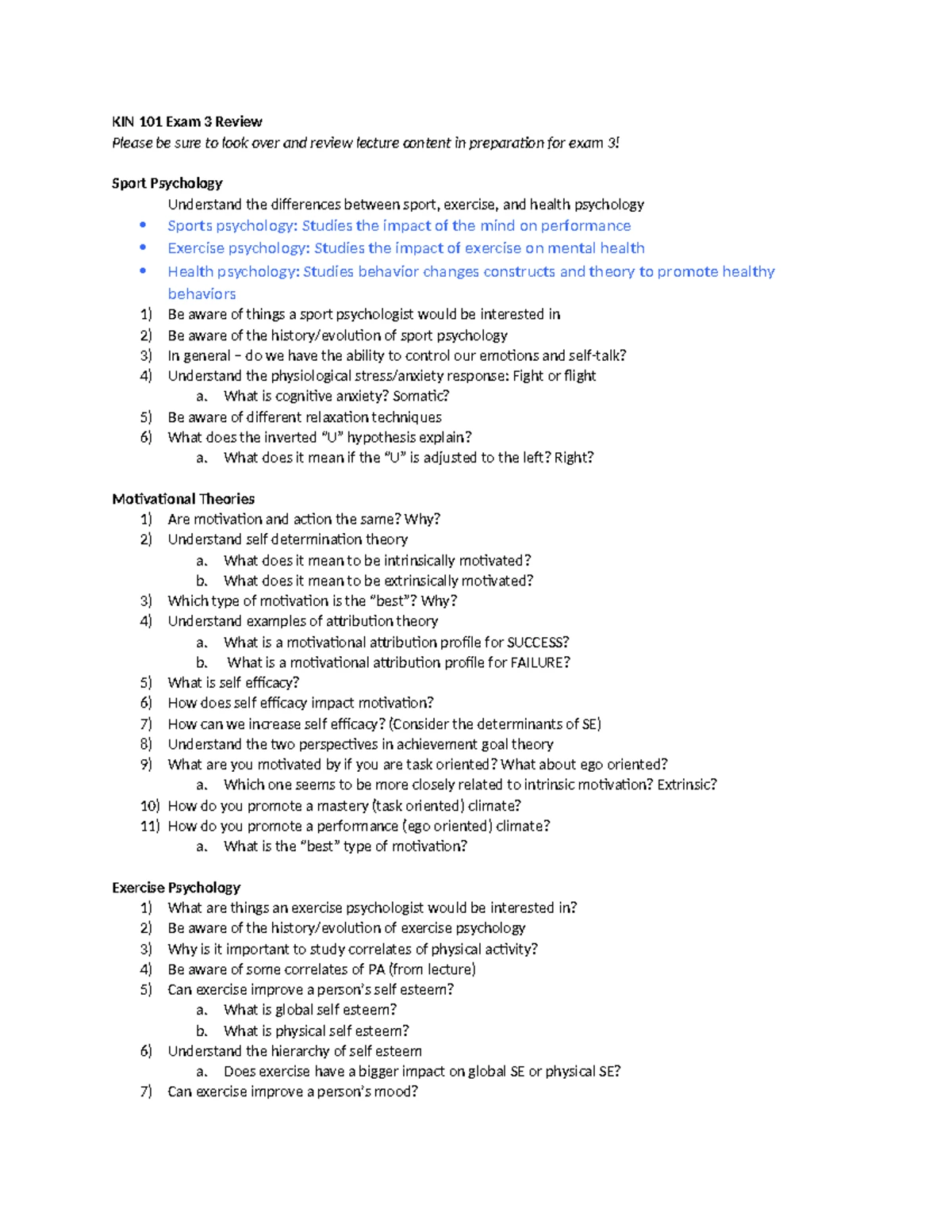 Behavioral Theories & Models in Physical Activity (TTM, HBM, PMT) - Studocu