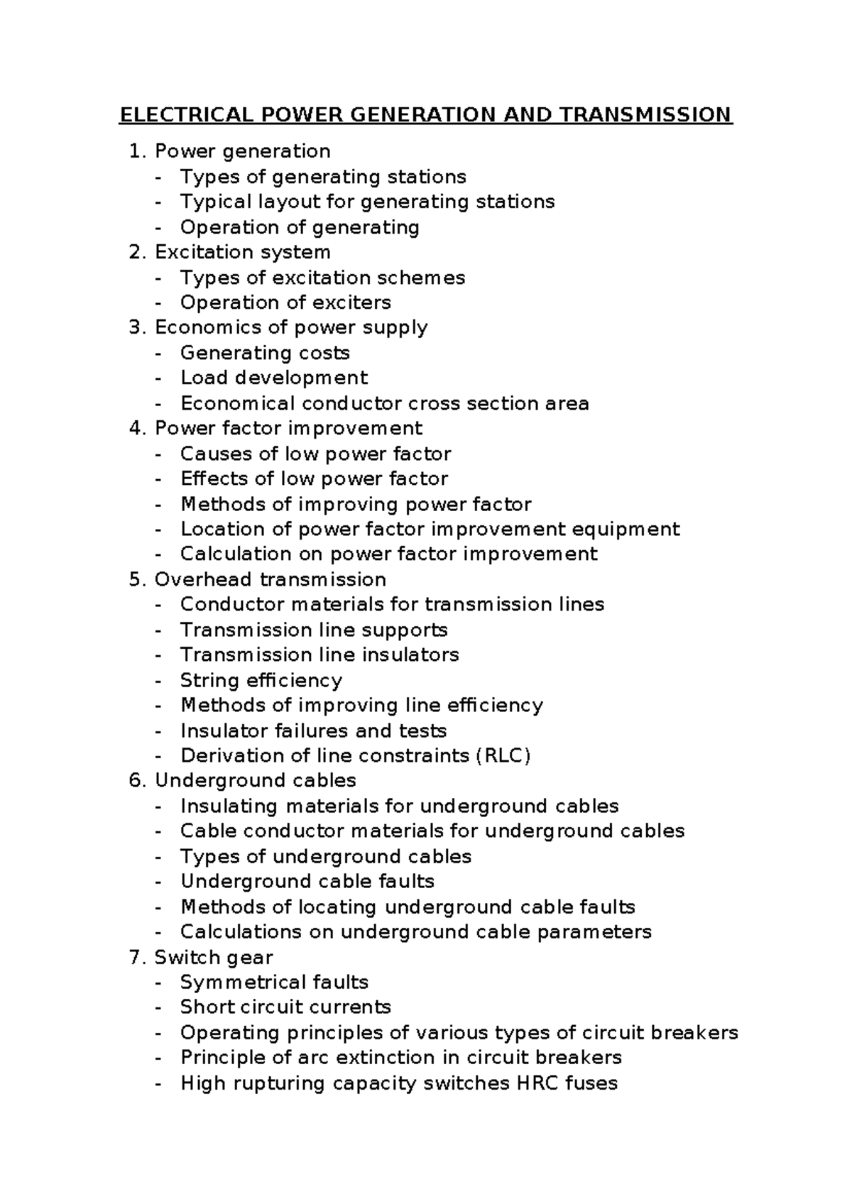 ELECTRICAL POWER GENERATION AND TRANSMISSION: A Comprehensive Overview ...