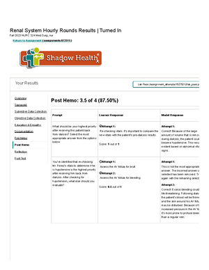 Sonia best pre-op data - shadow health - Perioperative Care Hourly ...