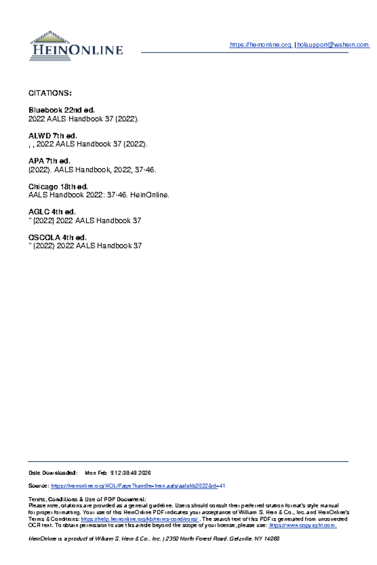 CITATIONS: A Comprehensive Guide to Legal Styles (2022 AALS Handbook ...