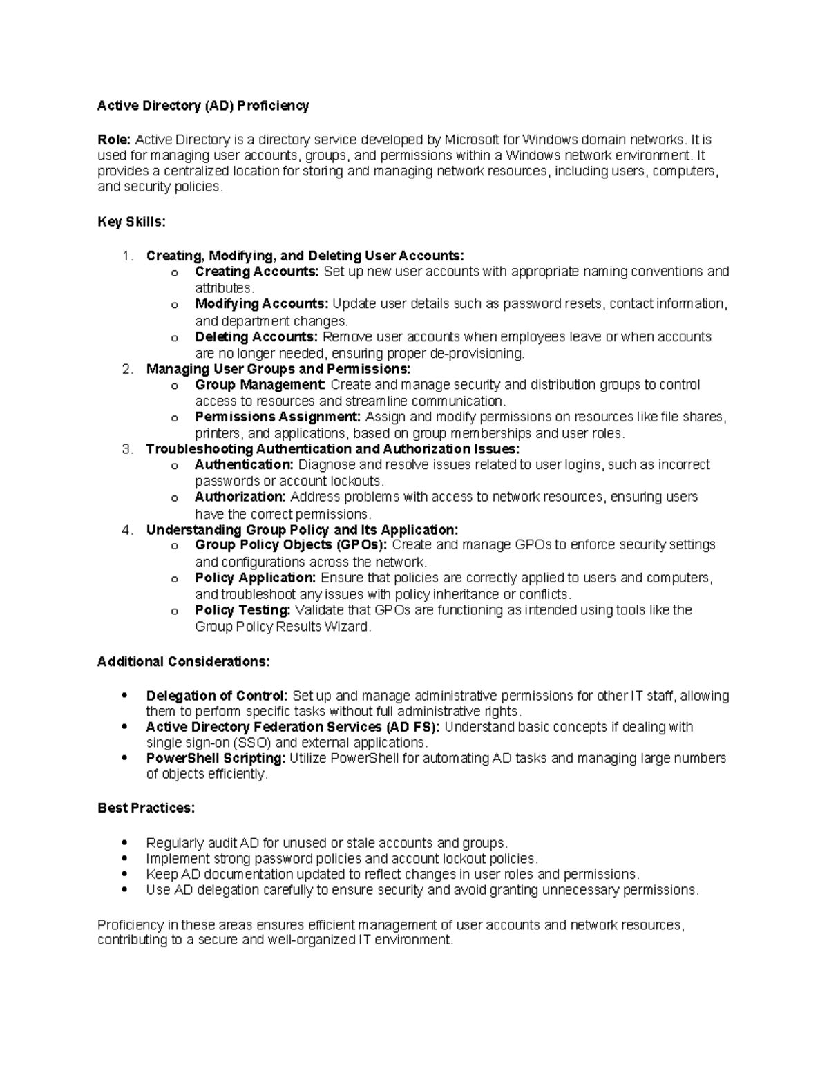 Active Directory & O365 Proficiency Guide for IT Management - Studocu