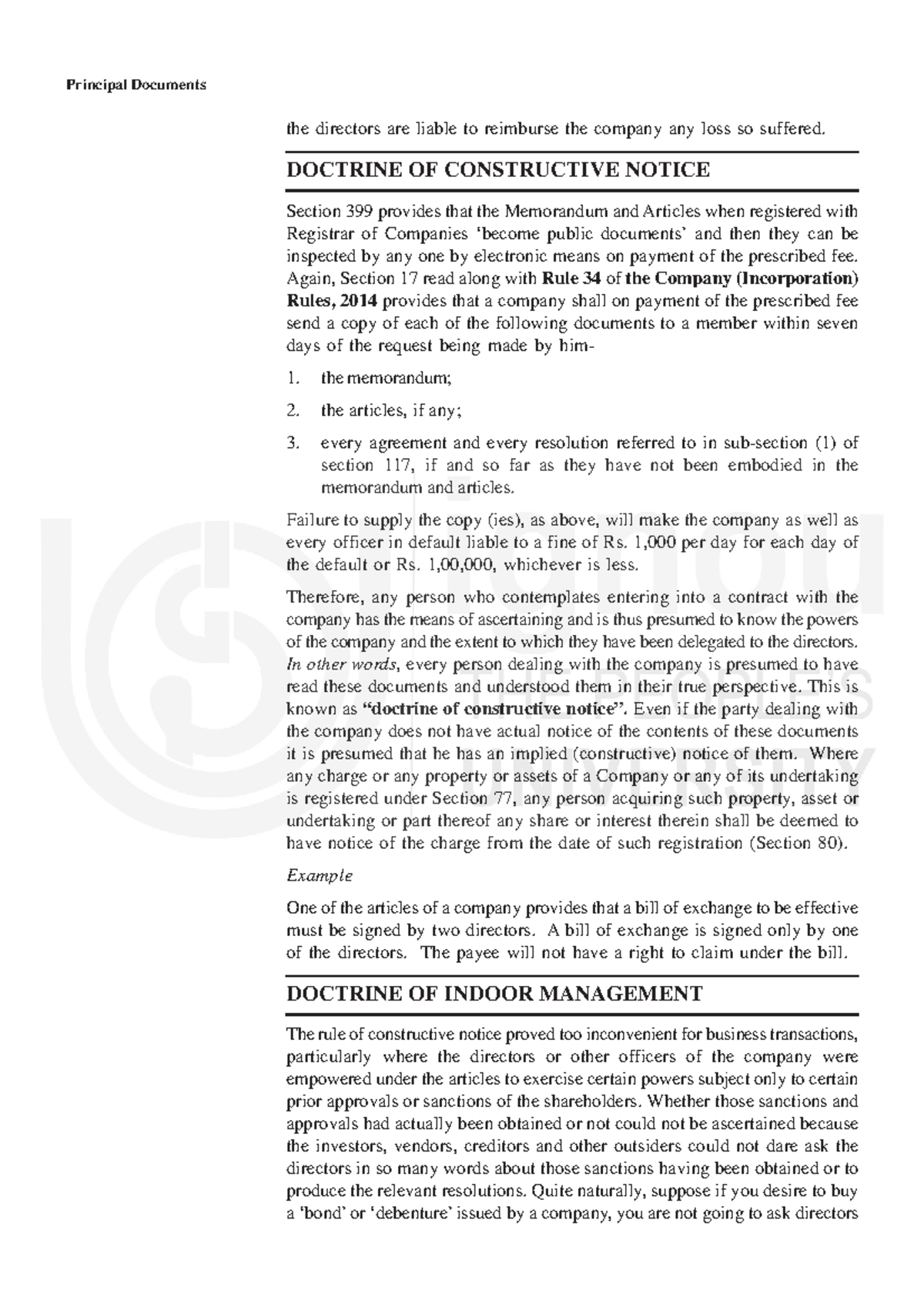 Doctrine of Constructive Notice & Indoor Management: Key Insights - Studocu