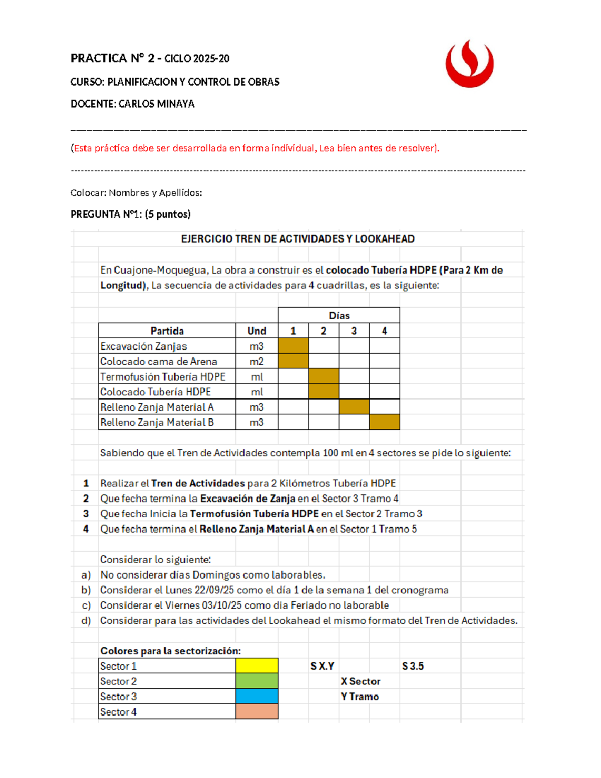 PC2 Pastrana - pc2 - PRACTICA N° 2 – CICLO 2025- CURSO: PLANIFICACION Y ...