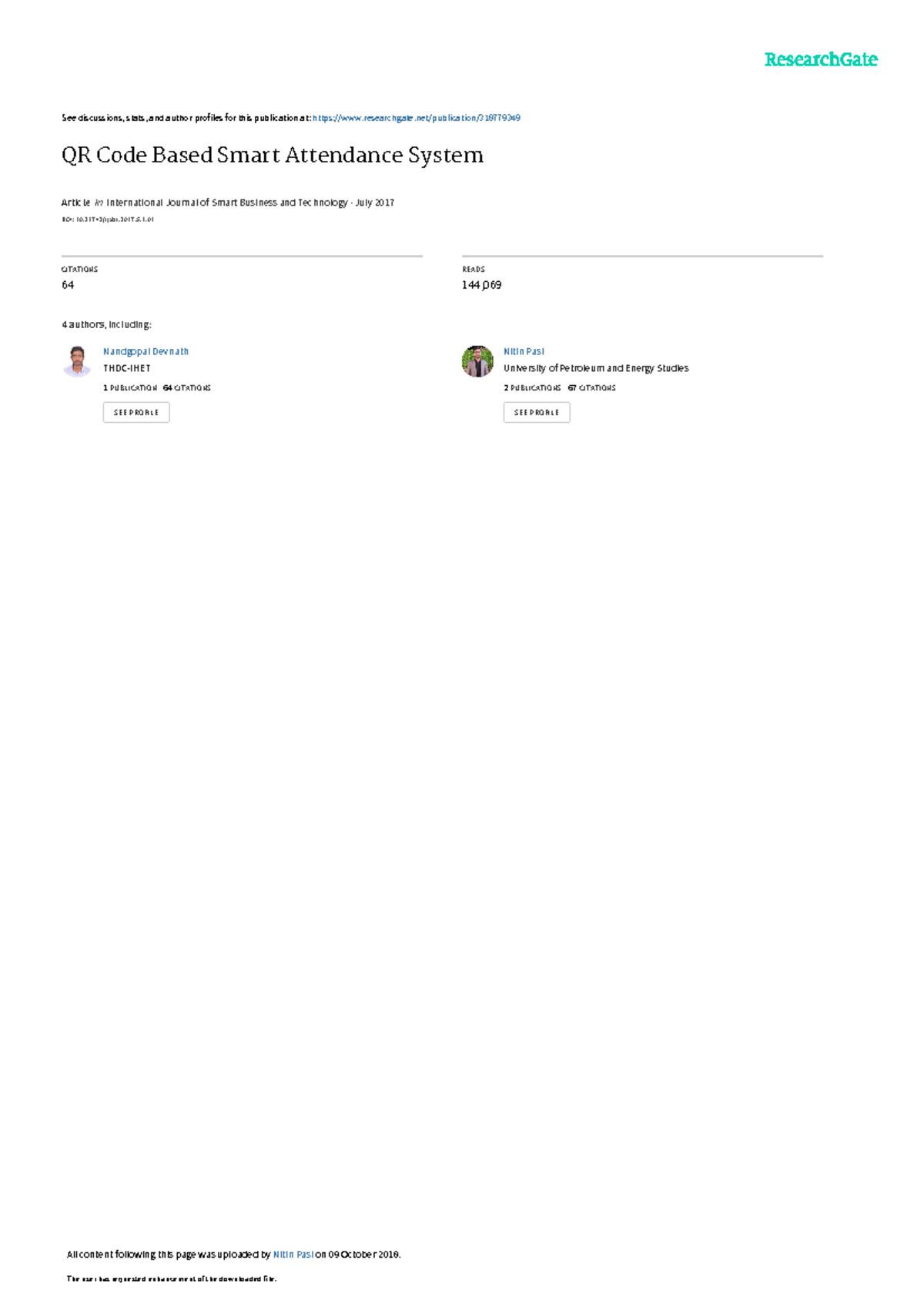 QR Code Based Smart Attendance System - Report for CSE 101 - Studocu