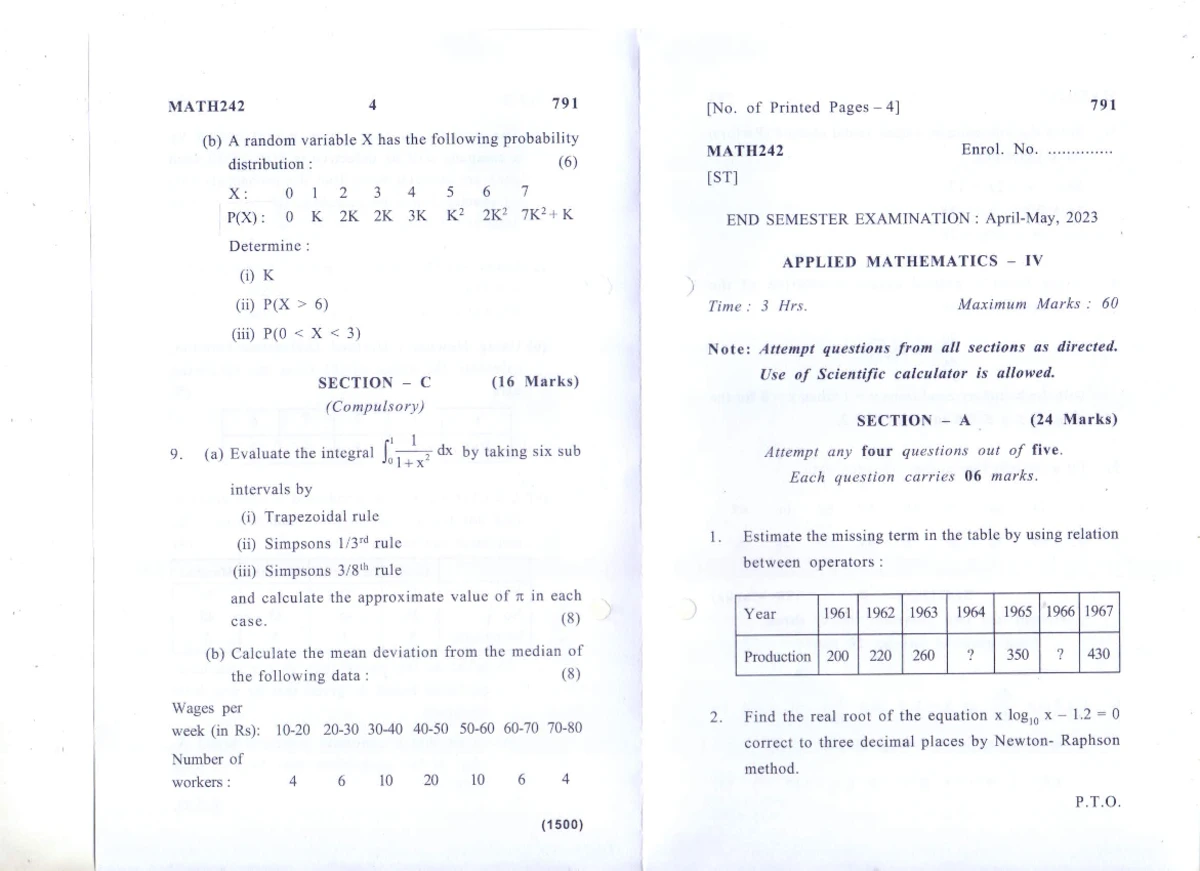 Applied Mathematics IV Review Notes, MATH242, April-May 2019 - Studocu