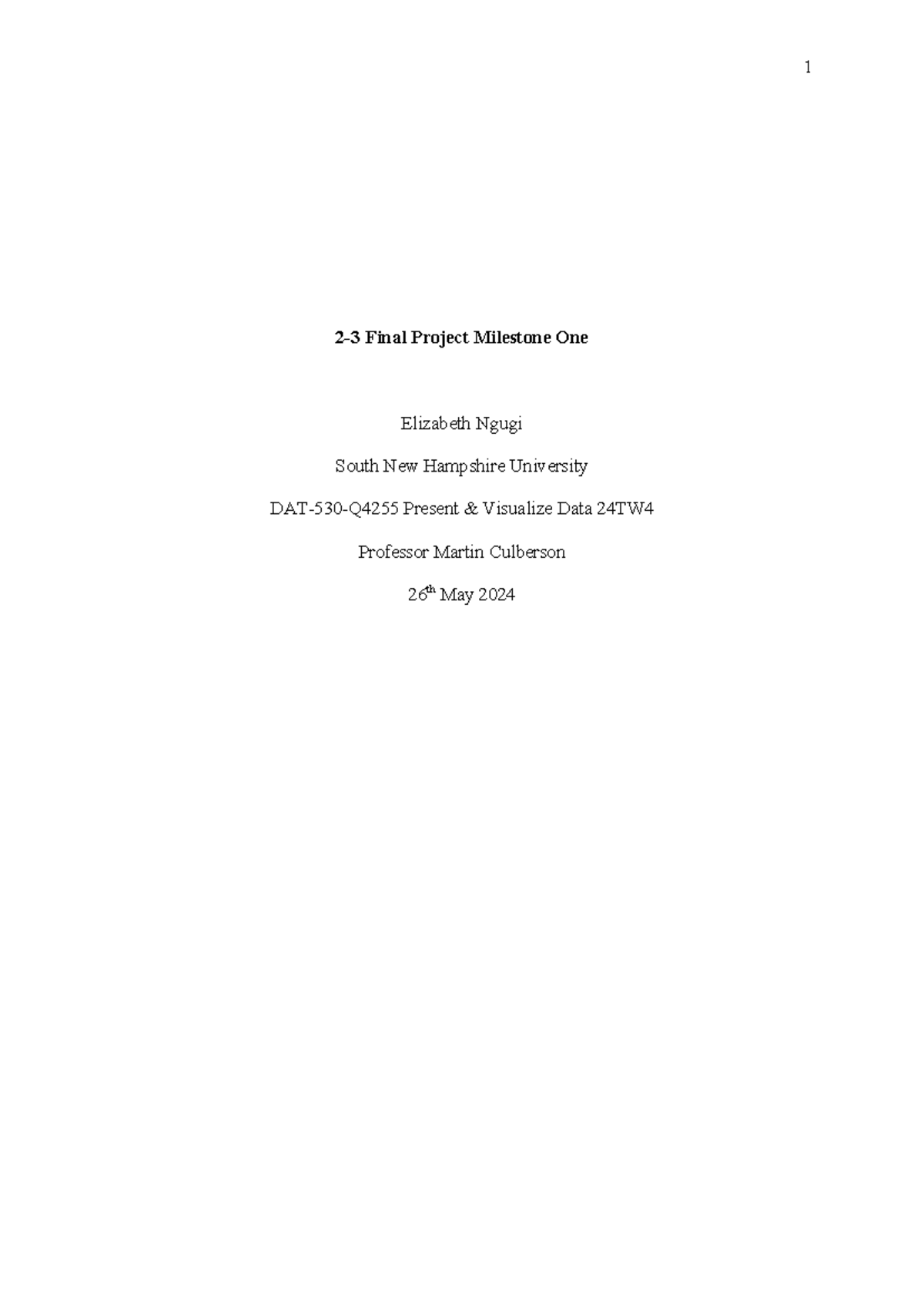 530 - Final Project Milestone One Overview and Guidelines - Studocu