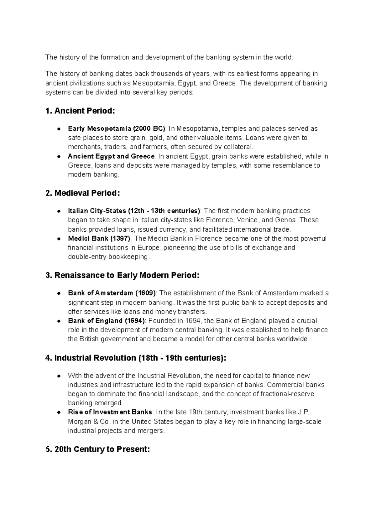 Bank history - The history of the formation and development of the ...