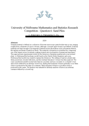 UoM MATH 2024 Final Exam: Sylver Coinage & Numerical Semigroups - Studocu