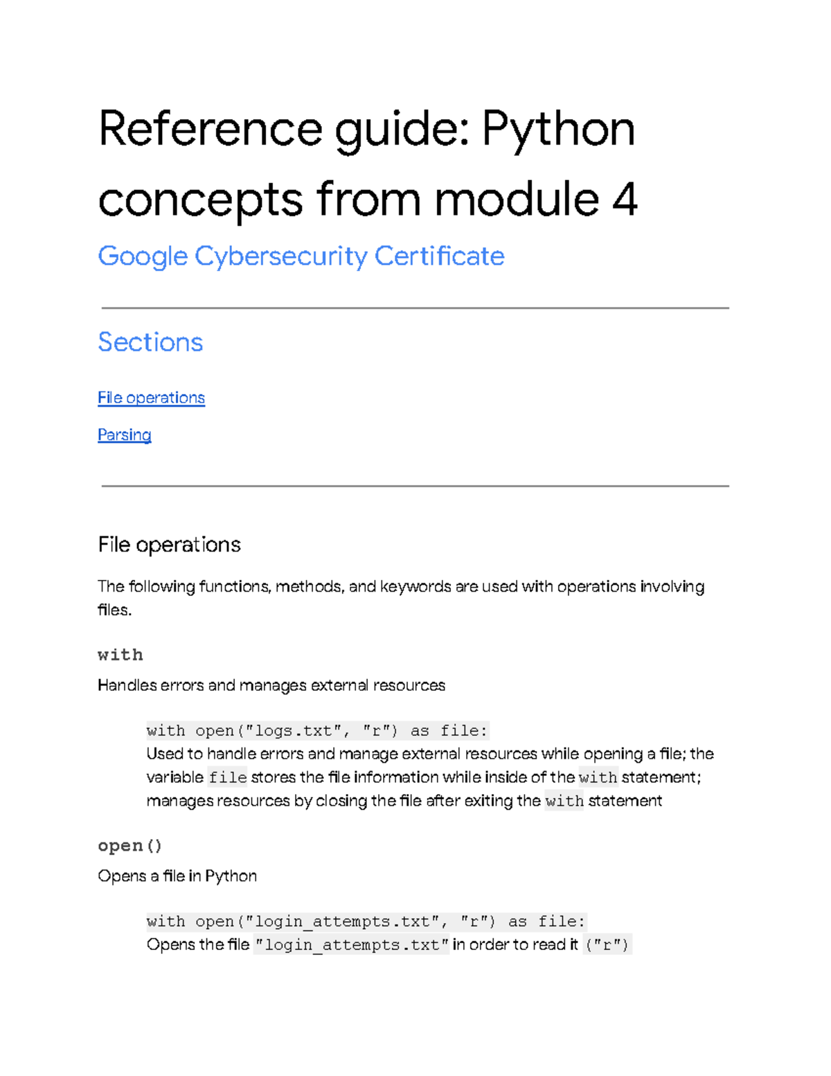 Python concepts from module 4 - Reference guide: Python concepts from ...