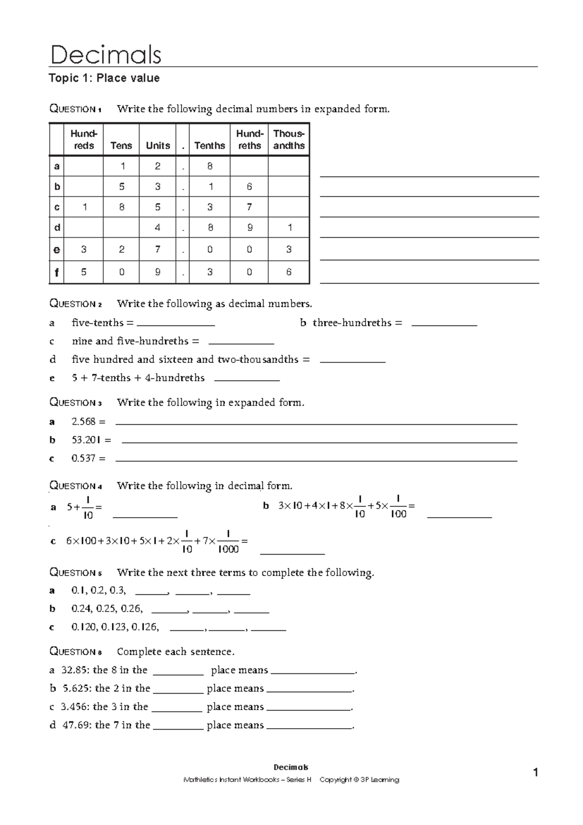 UNIT 1: Decimals Answers & Revision for Year 7 Mathematics - Studocu