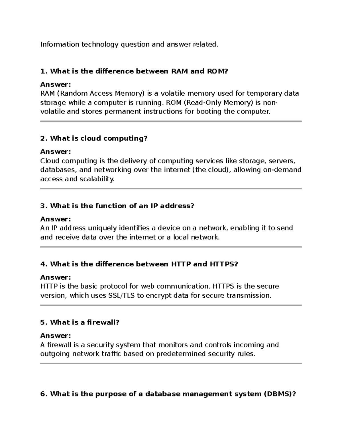 IT Q&A: Key Concepts in Information Technology Explained - Studocu