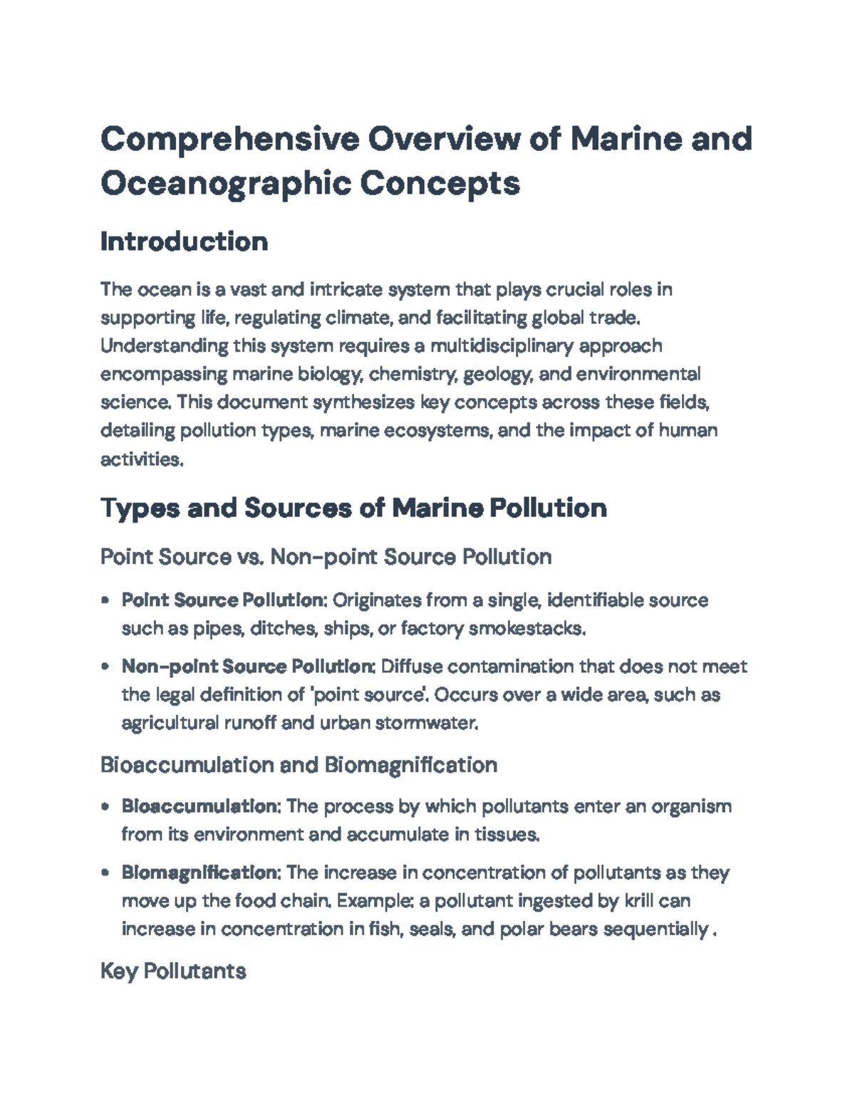 Comprehensive Marine and Oceanographic Concepts Overview (Course Code ...