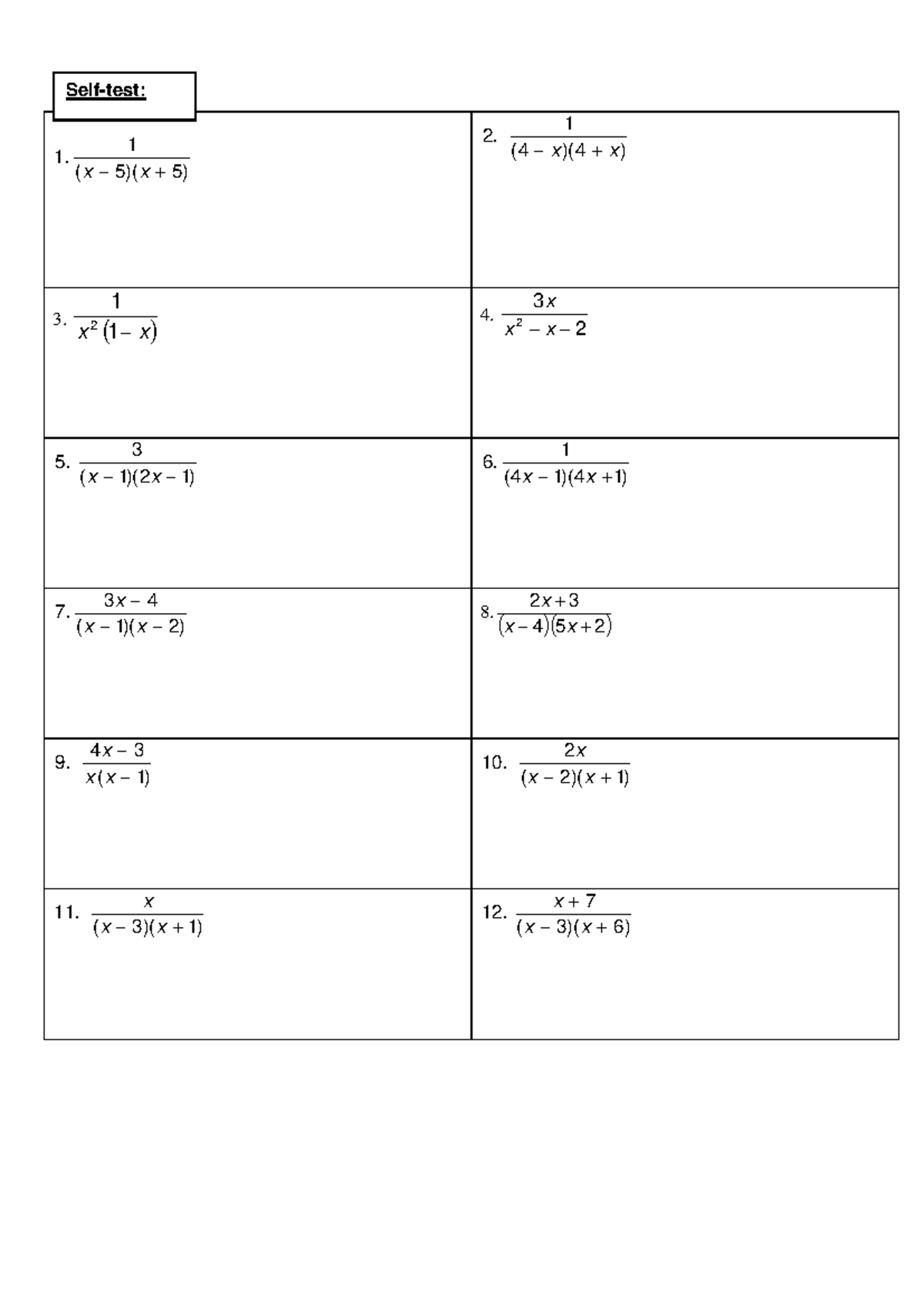 Tutorial 1 - ( 5 )( 5 ) 1 1. x x ( 4 )( 4 ) 1 2. x x 3. x 1 x 1 2 4. 2 ...
