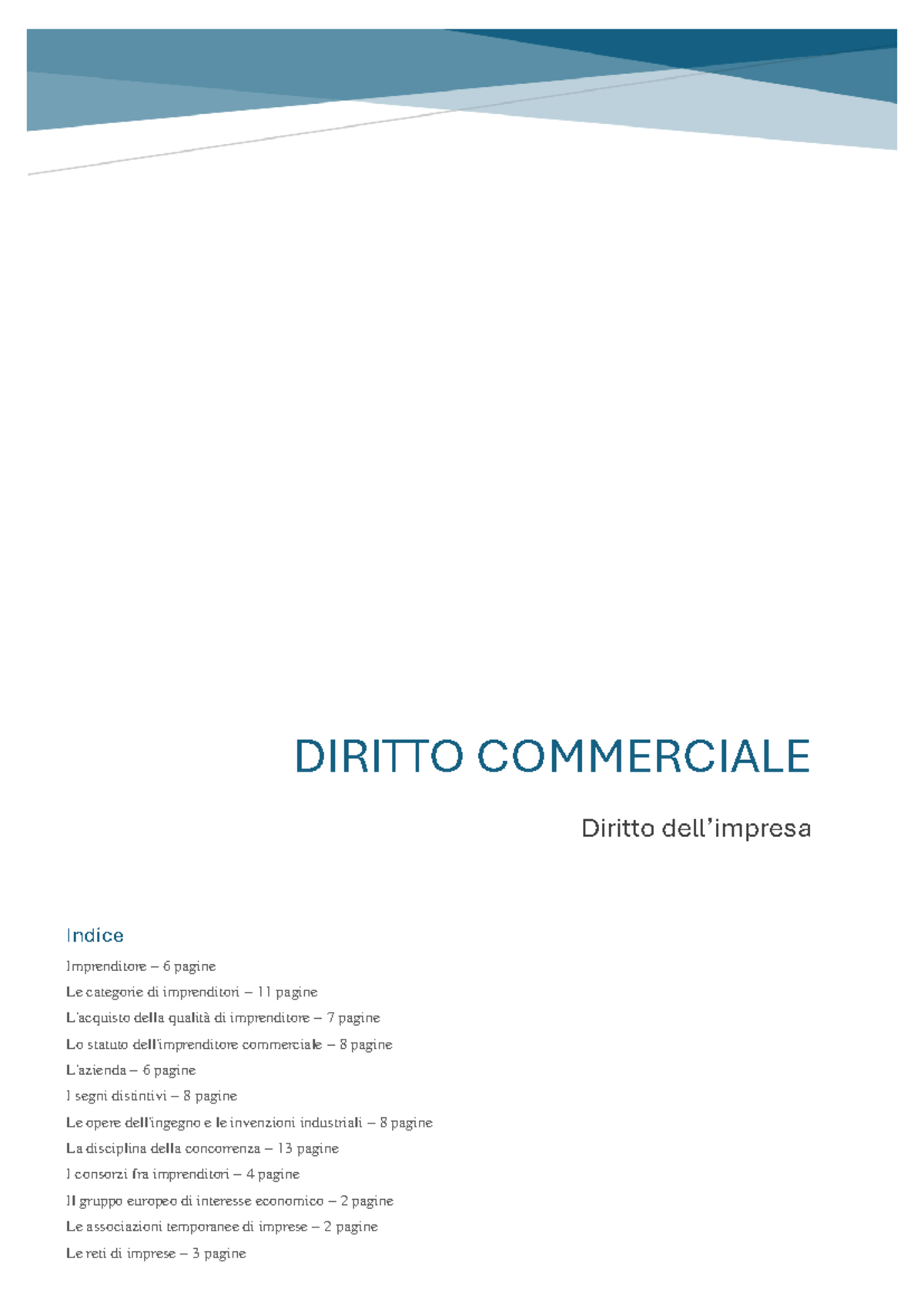 Diritto Commerciale: Analisi delle Categorie di Imprenditori e Normative - Document Preview