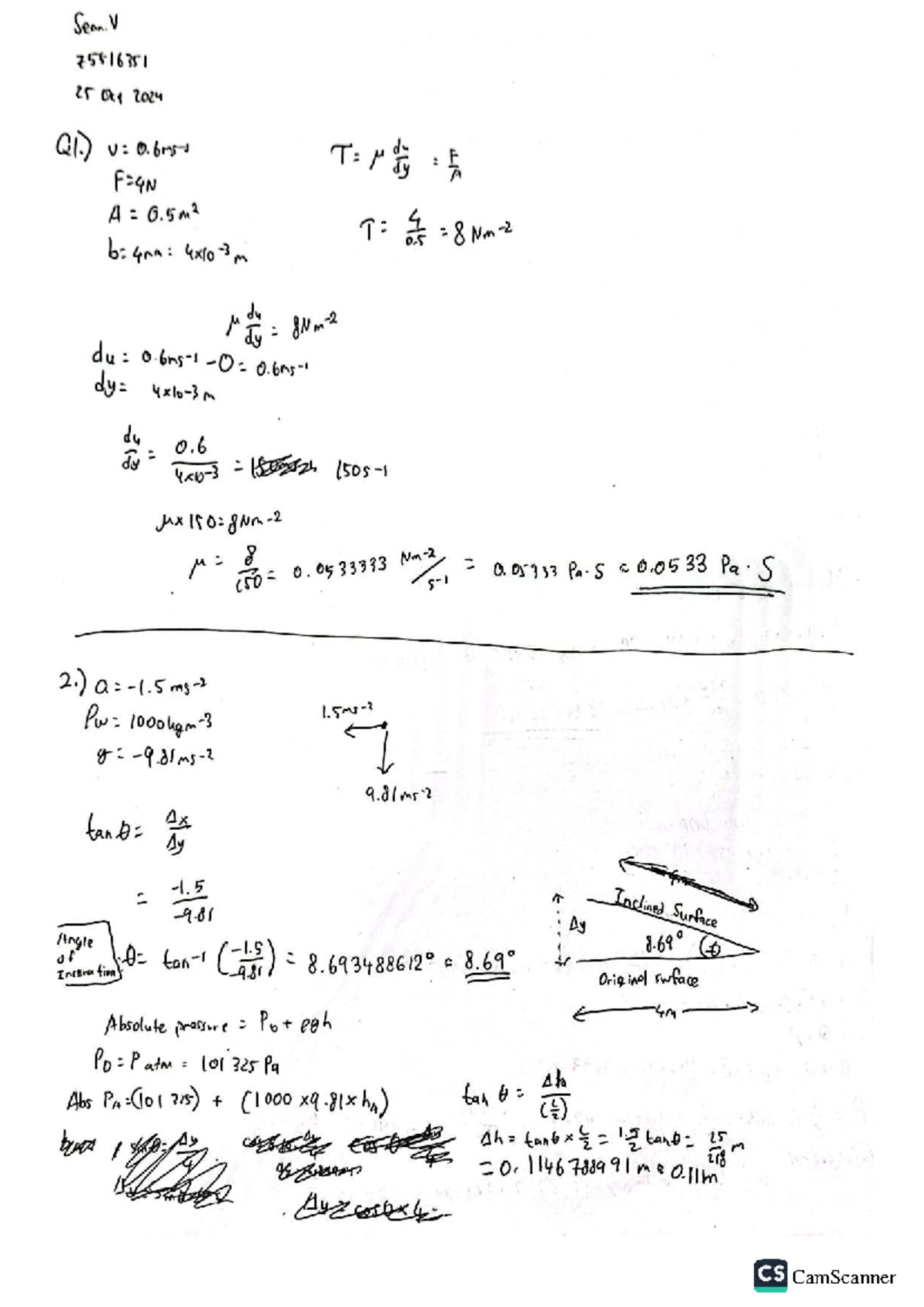 Fluid Mechanics Test 1 Answers - 2024 T3 - Studocu