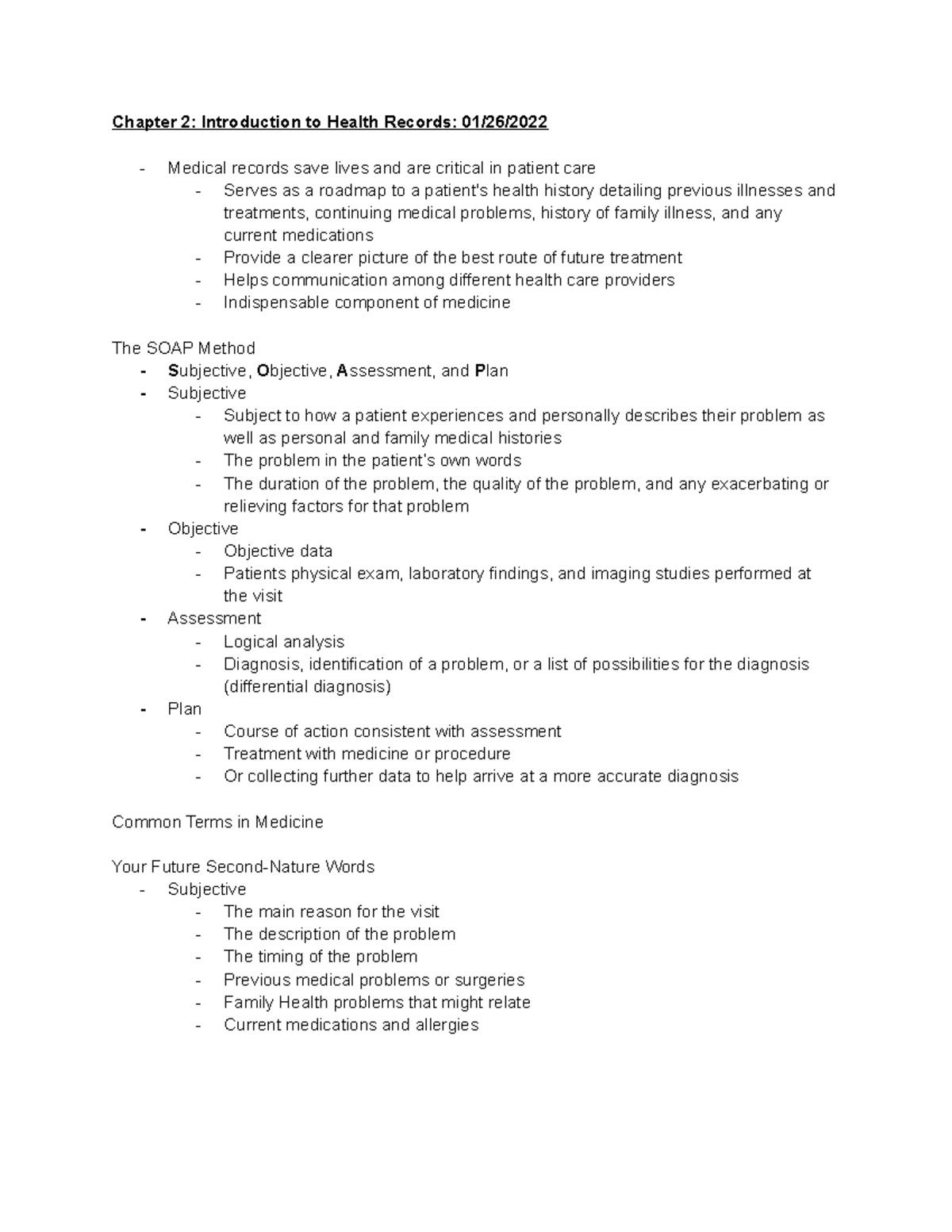 Chapter 2 Health Records: Understanding SOAP & Patient Documentation ...