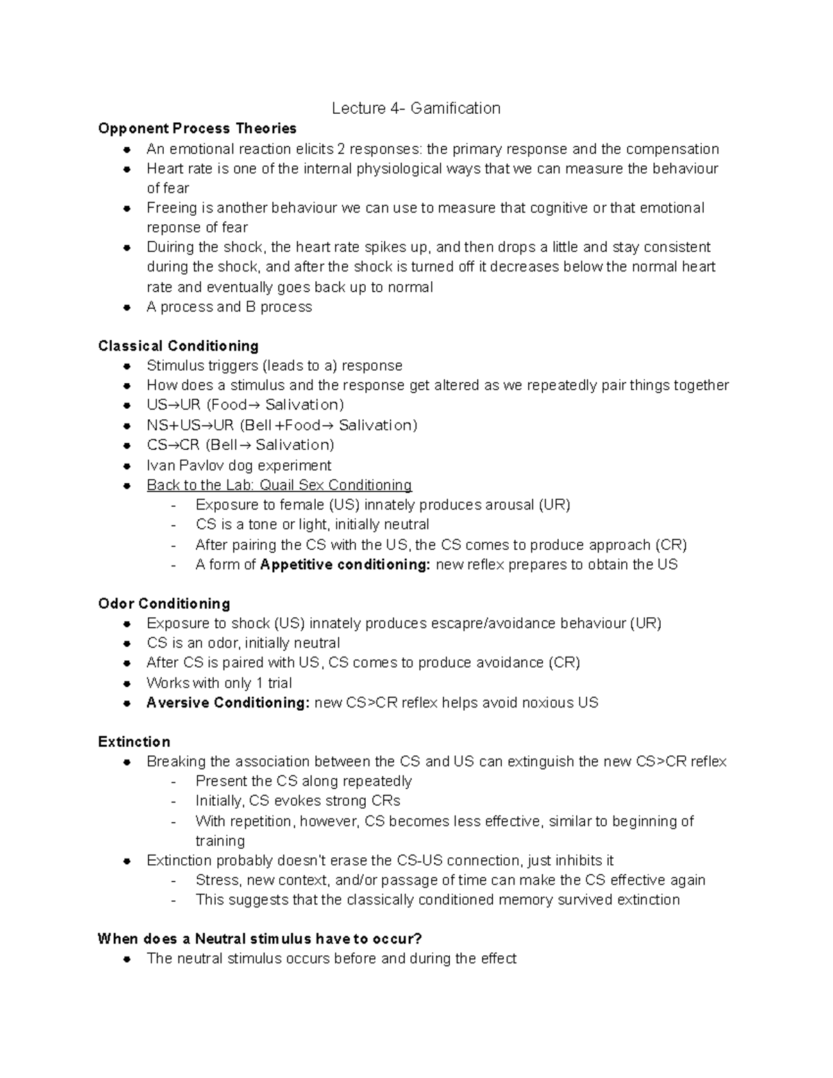 Lecture 4 Notes - Gamification & Conditioning Concepts by Dr. Wintink ...