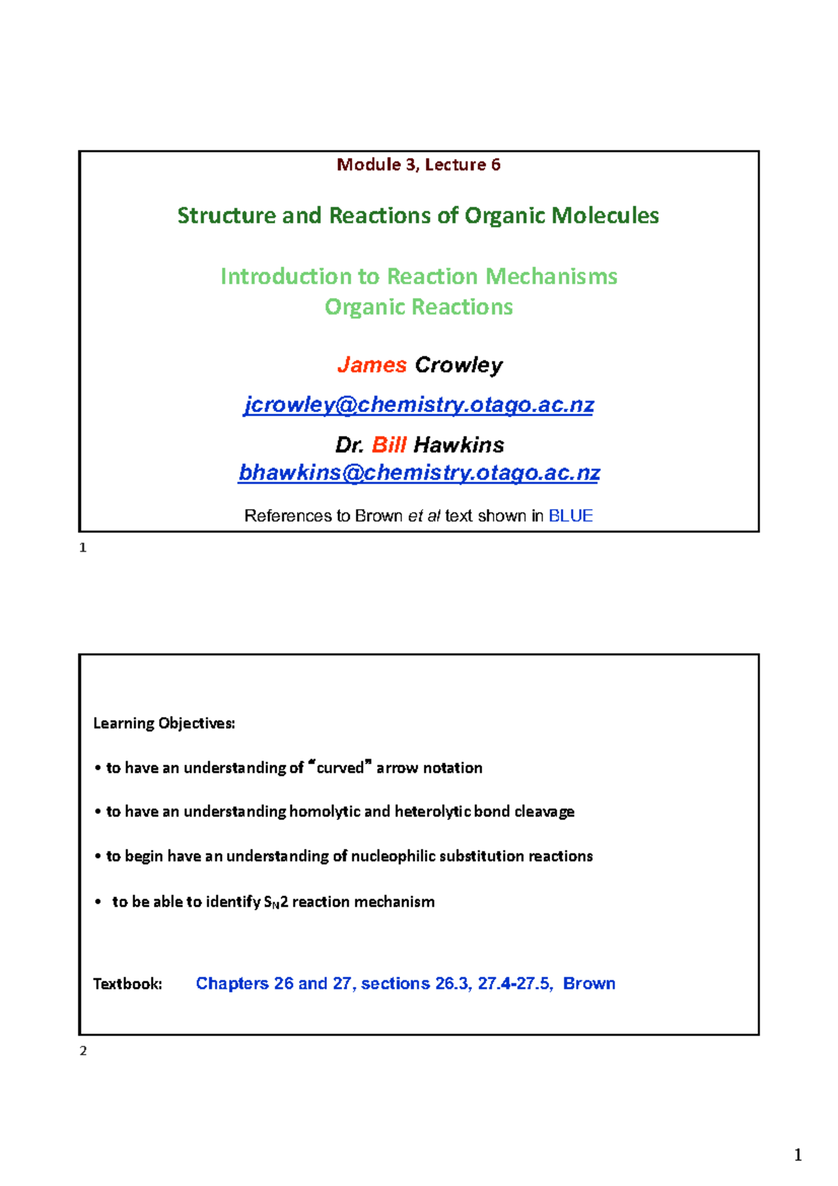 CHEM191 Module 3: Organic Molecules and Reaction Mechanisms Lecture ...