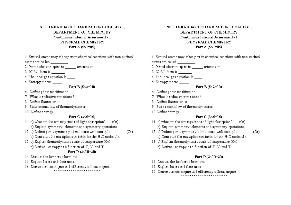 Physical chem - phy - NETHAJI SUBASH CHANDRA BOSE COLLEGE, DEPARTMENT ...