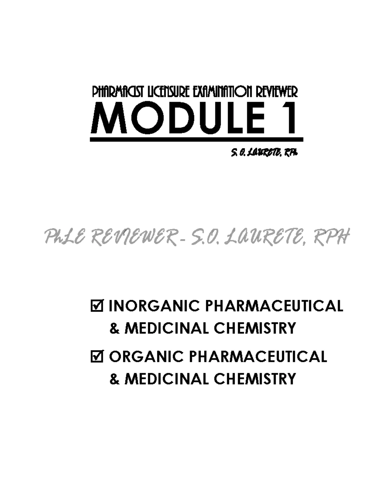 Module-1-Chem - Module 1 Pharmaceutical Chemistry Inorganic and Organic ...