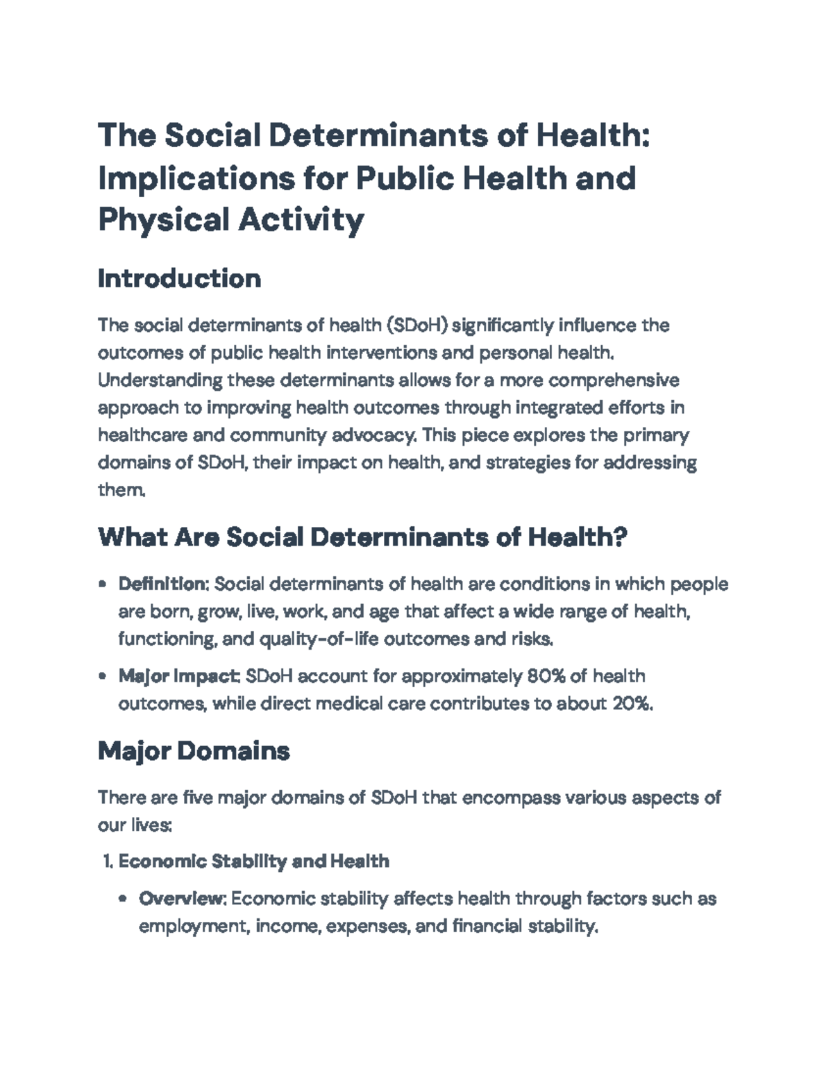 Social Determinants of Health: Impact on Public Health and Strategies ...