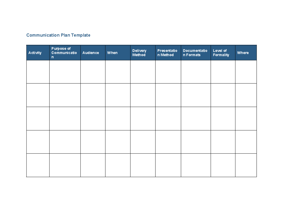 Template for Communication Plan doc - PROJ-1009 - Communication Plan ...