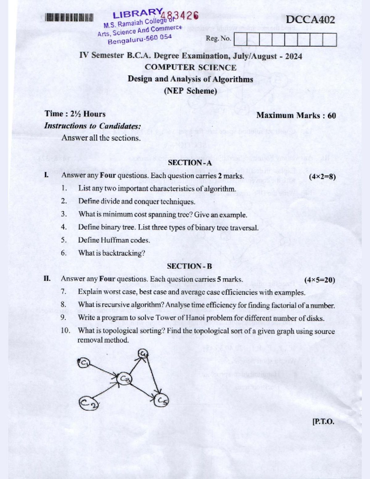 2024 Final Exam Design and Analysis of Algorithms DCCA402 - Studocu