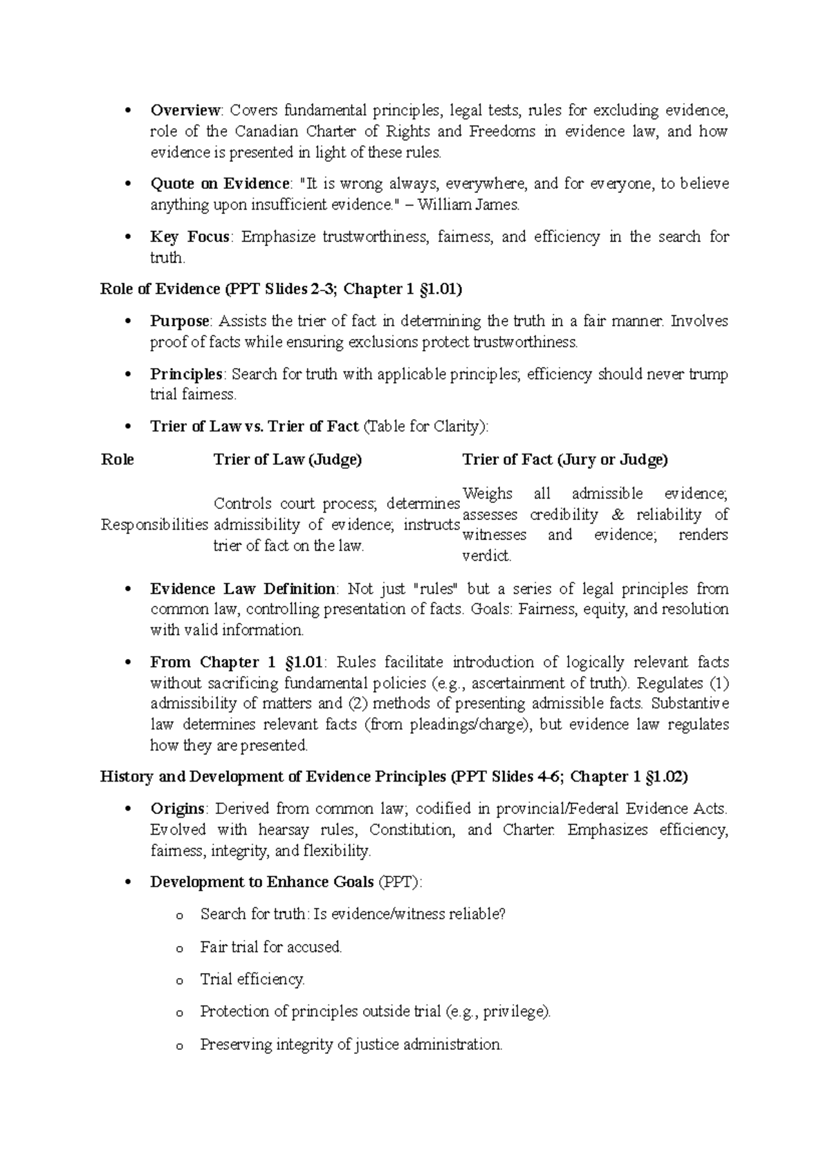 Chapter 1 Notes: Principles and Developments in Evidence Law (LAW 101 ...