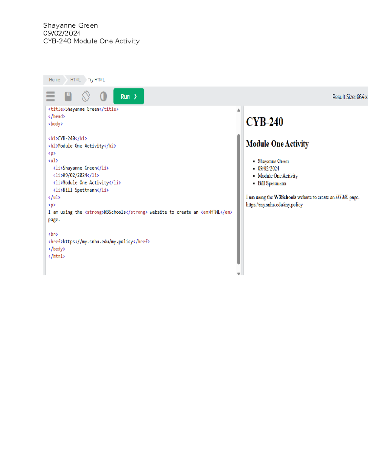 CYB-240 Module One Activity: Creating an HTML Page - Studocu