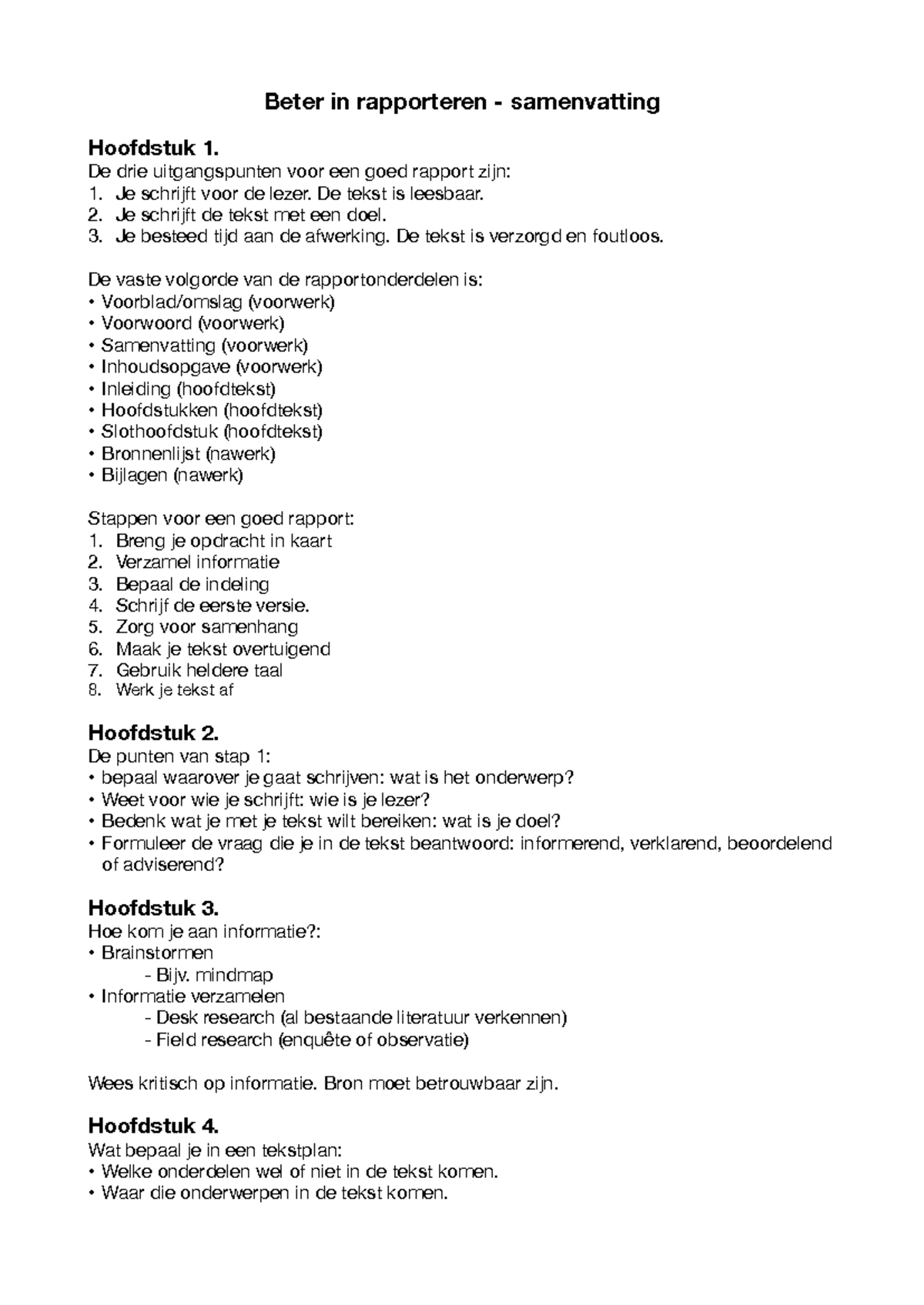Samenvatting Rapportagetechnieken: Efficiënt Rapporteren en ...