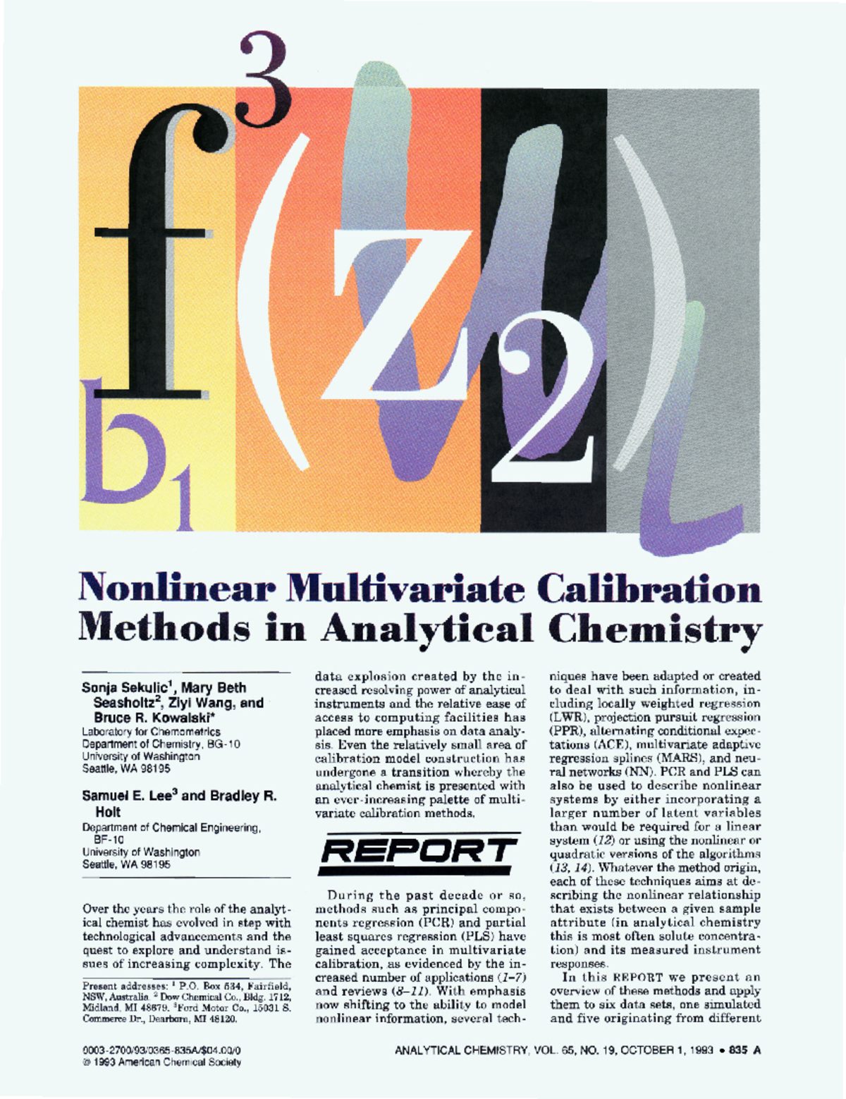Nonlinear Multivariate Calibration Methods in Analytical Chemistry ...