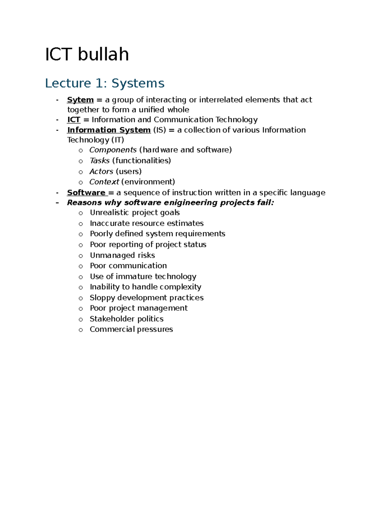 ICT 101: Comprehensive Overview of Software Systems and Development ...