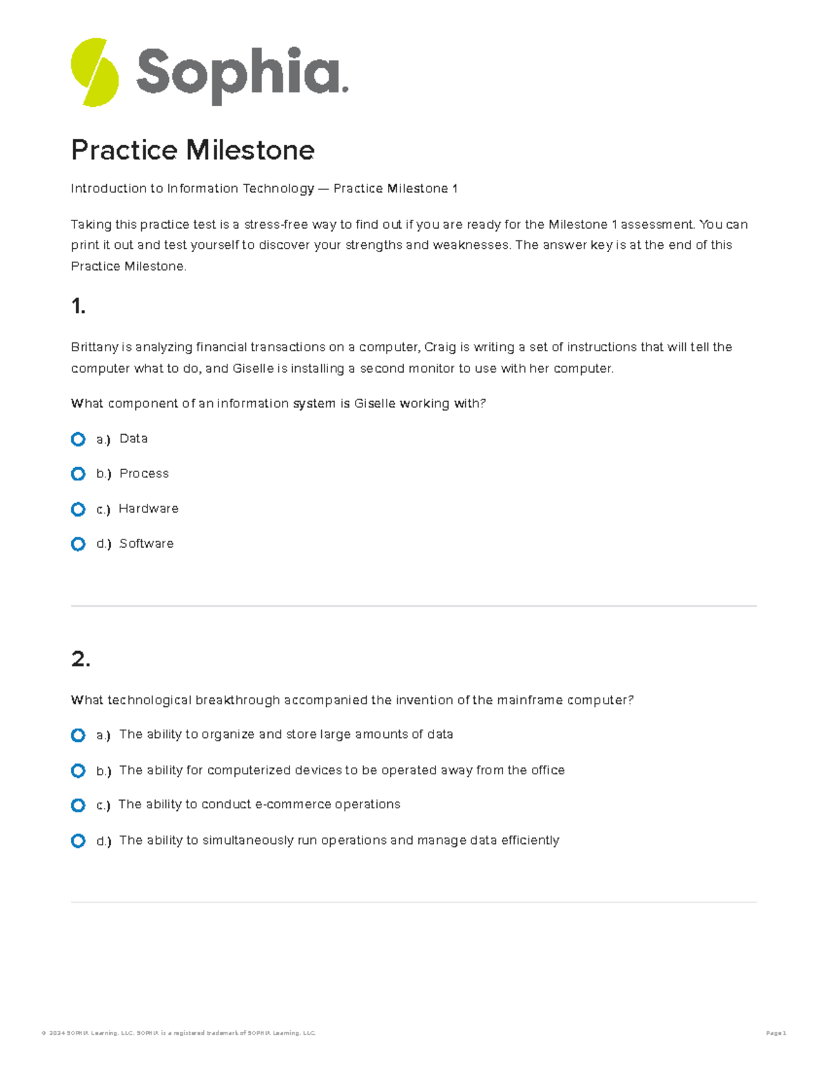 Cs1001 Unit 1 Practice Milestone Exam Review and Prep Guide - Studocu