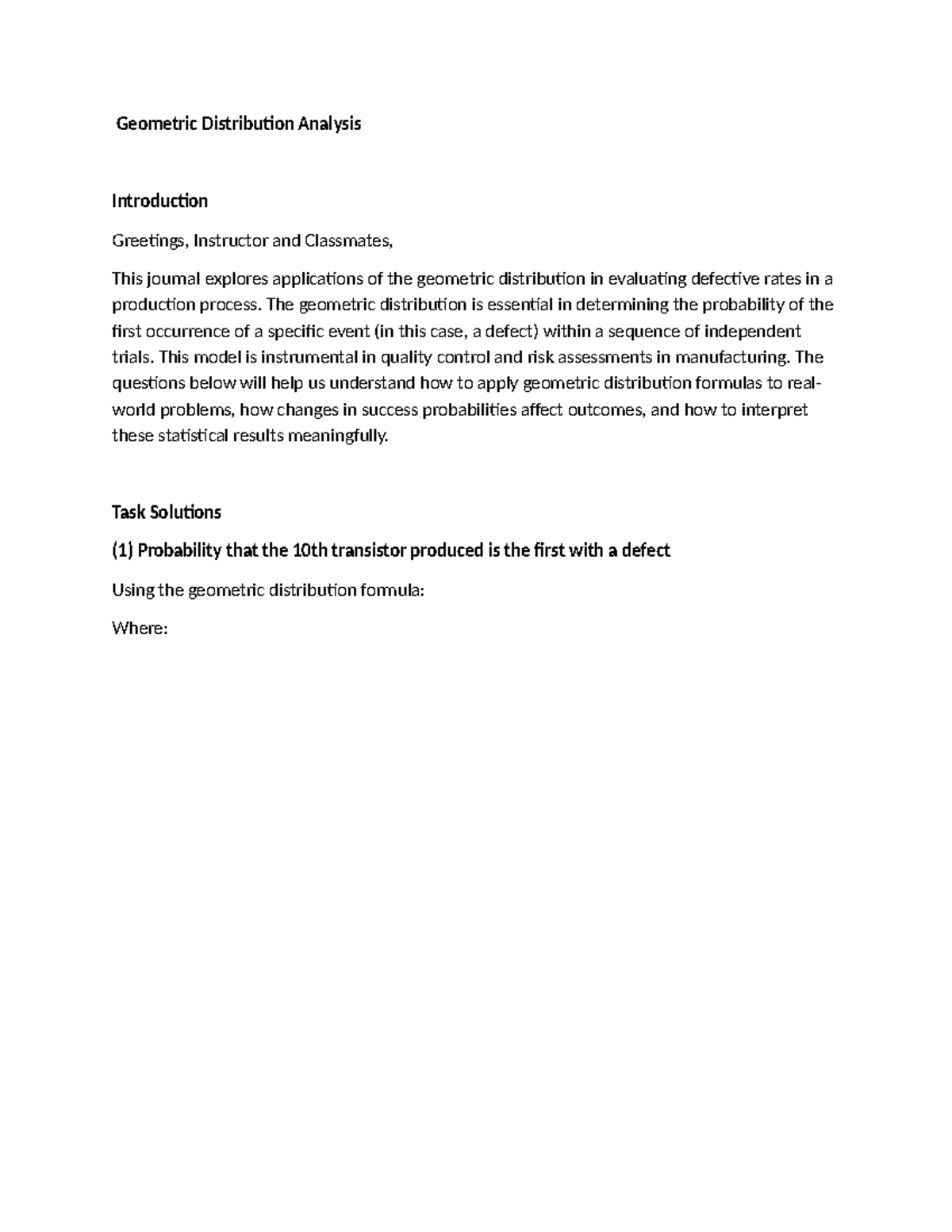 Geometric Distribution Analysis: Applications in Quality Control - Studocu