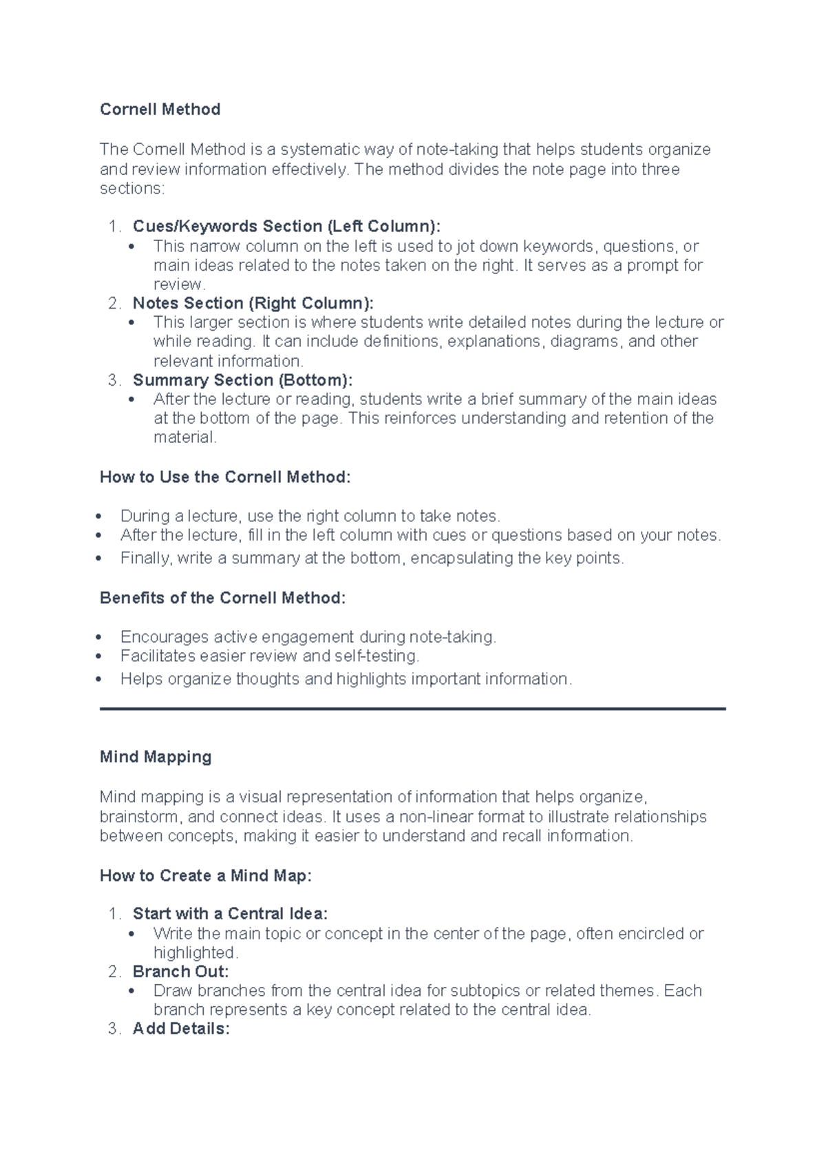 Cornell Method - guide - Cornell Method The Cornell Method is a ...