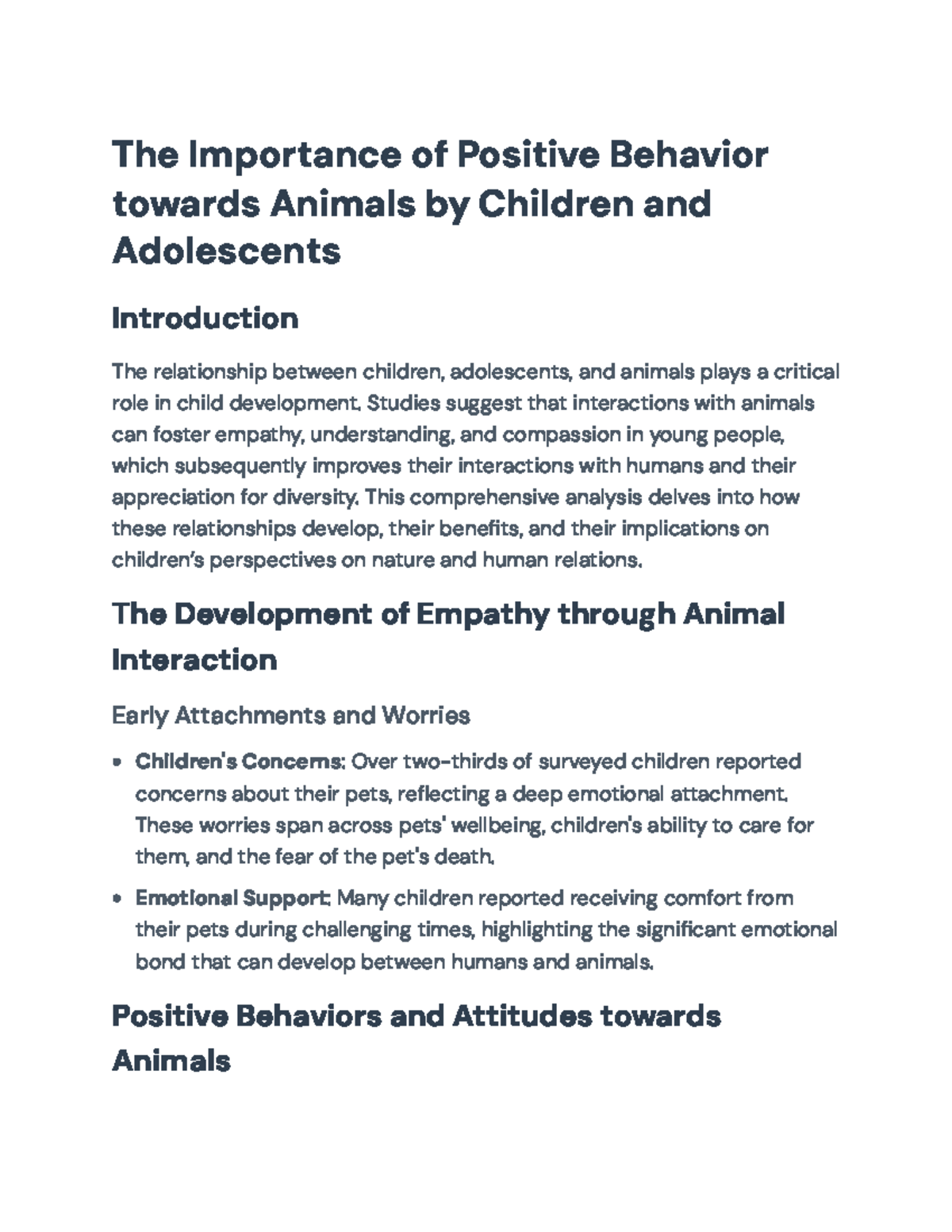 The Role of Positive Animal Interactions in Child Development - Studocu