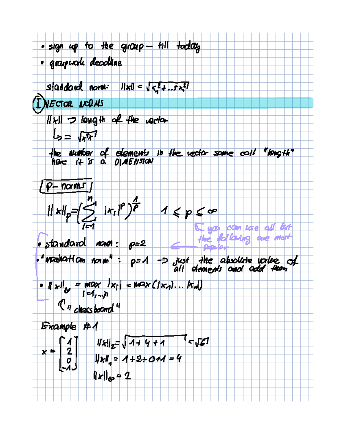 (1.2) Vector and Matrix Norms: Key Concepts and Examples - Studeersnel