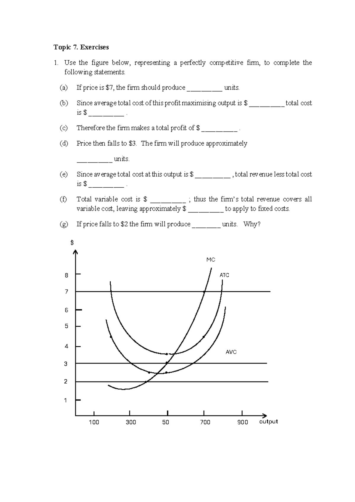 Topic 7 - Exercises on Perfectly Competitive Firms Analysis - Studocu
