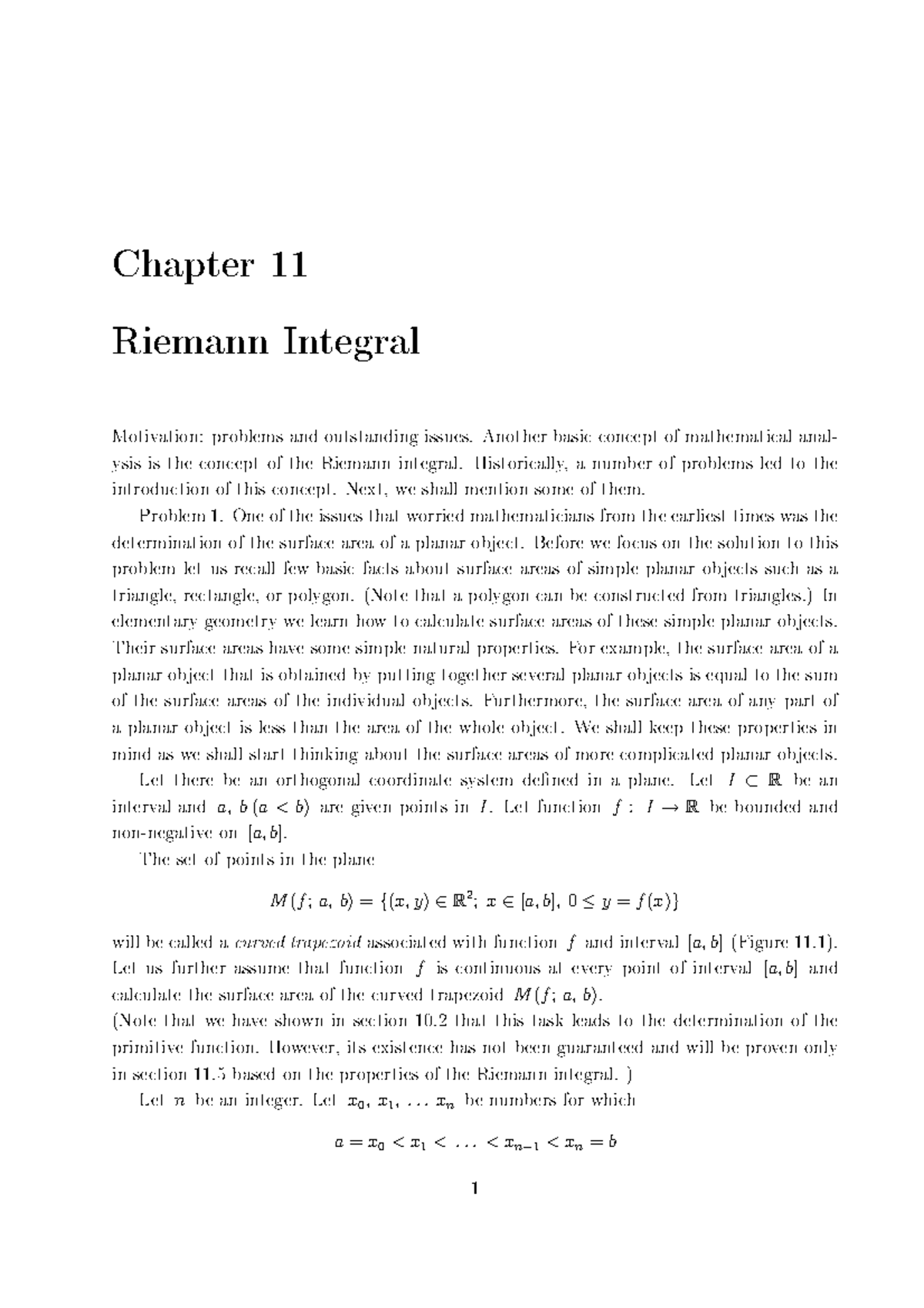 Chapter 11: Riemann Integral - Motivation, Problems, and Key Concepts ...