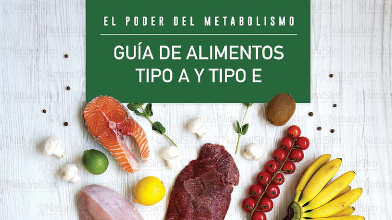 Guía de Alimentos Tipo A y E para NaturalSlim - Document Preview