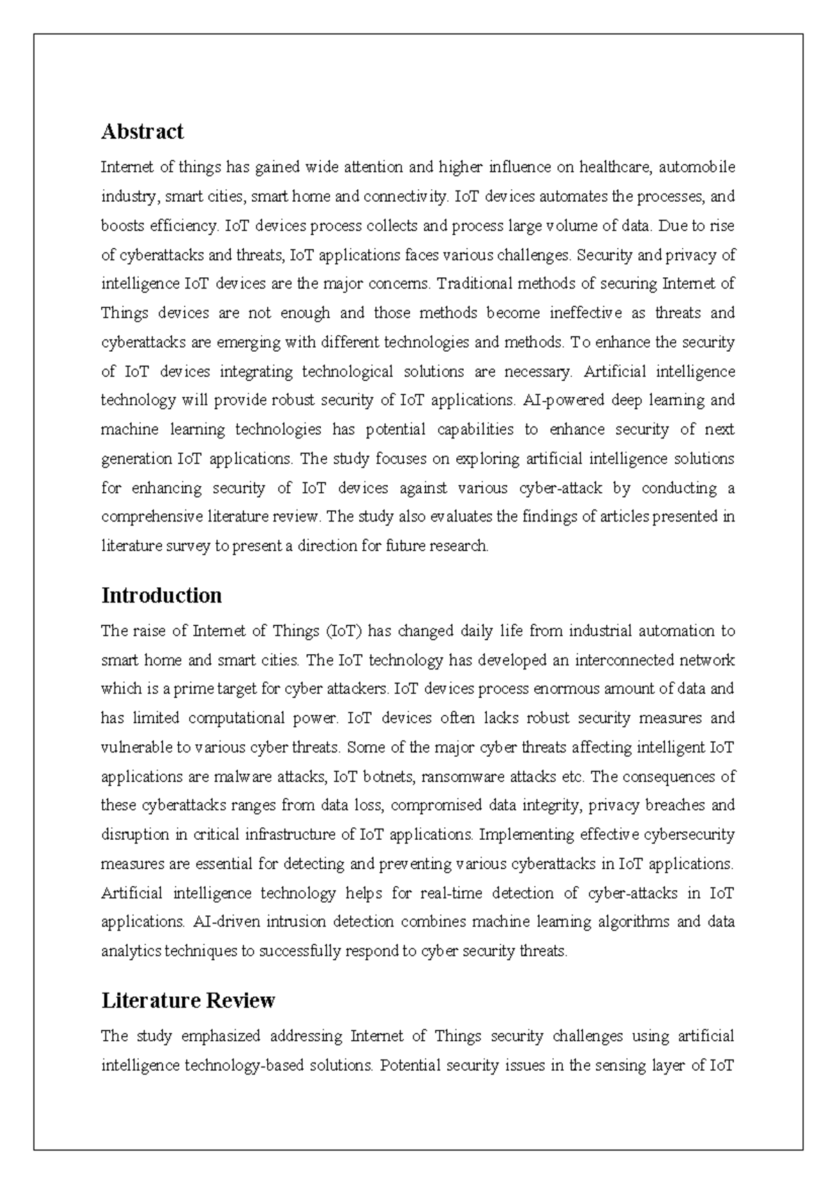 Doc2 - Case study analysis on organization - Abstract Internet of ...