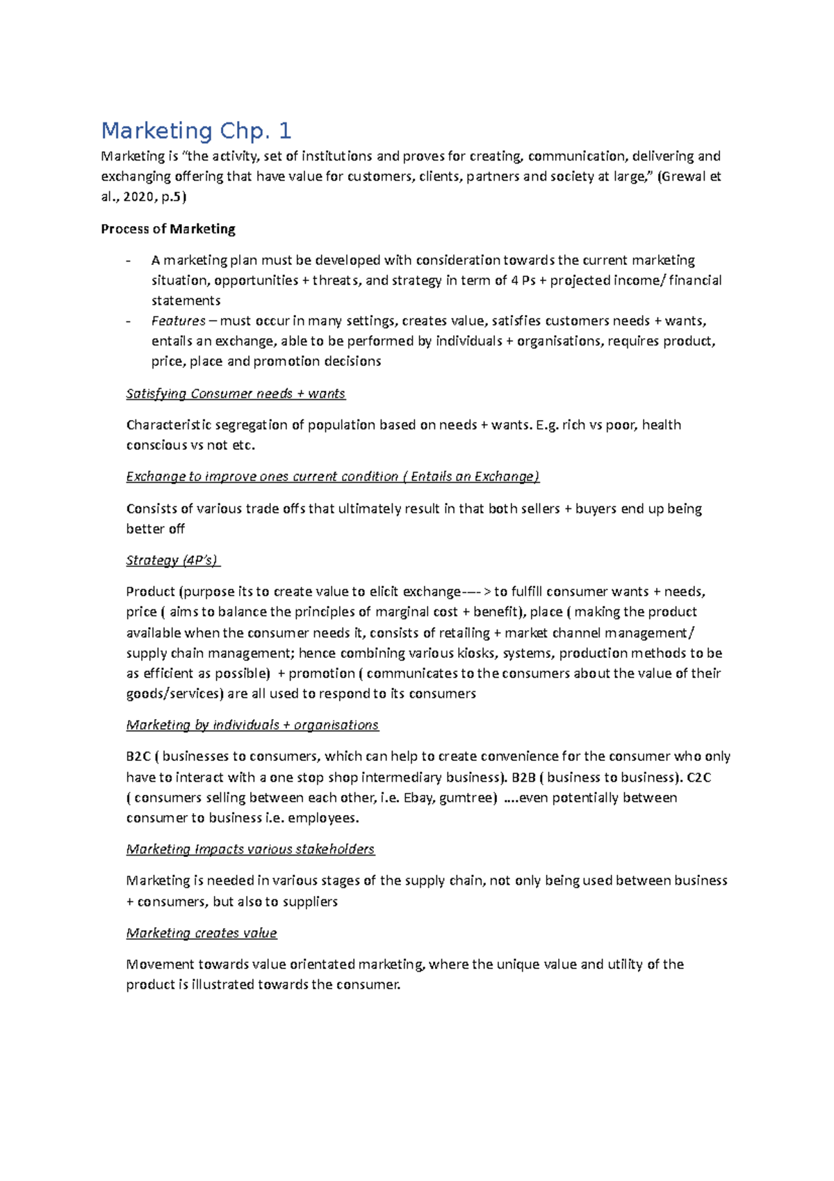 Marketing 101 - Lecture Notes for Management (MGT 101) - Studocu