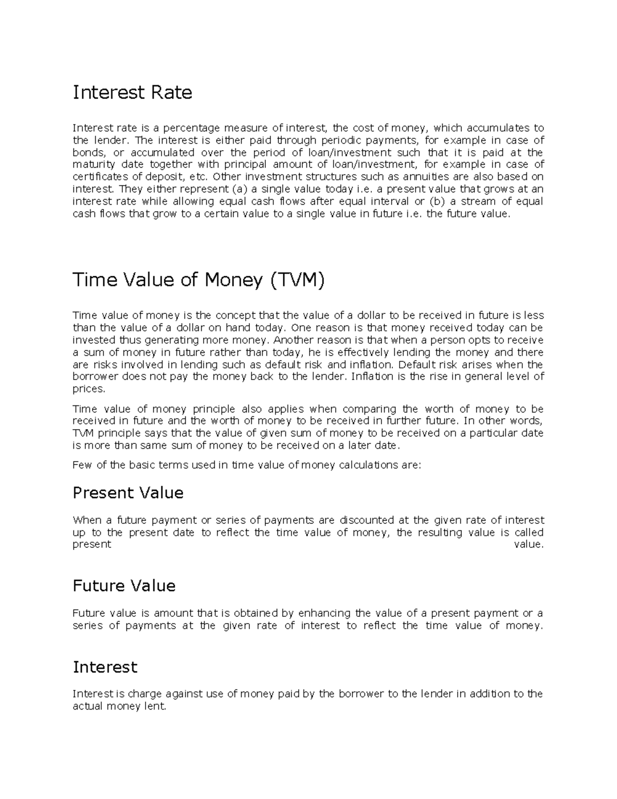 5th Week Lecture Notes: Time Value of Money (TVM) Concepts - Studocu