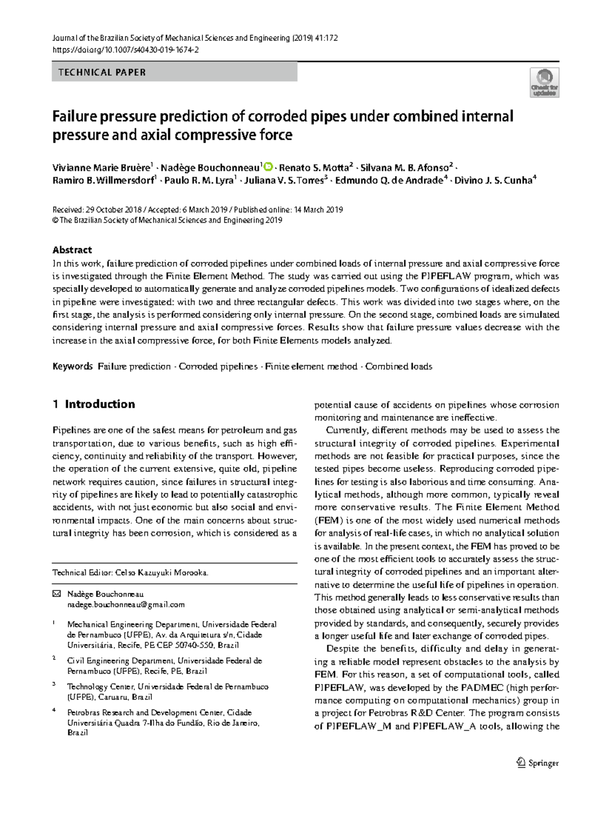 Failure Pressure Prediction of Corroded Pipes under Combined Loads ...