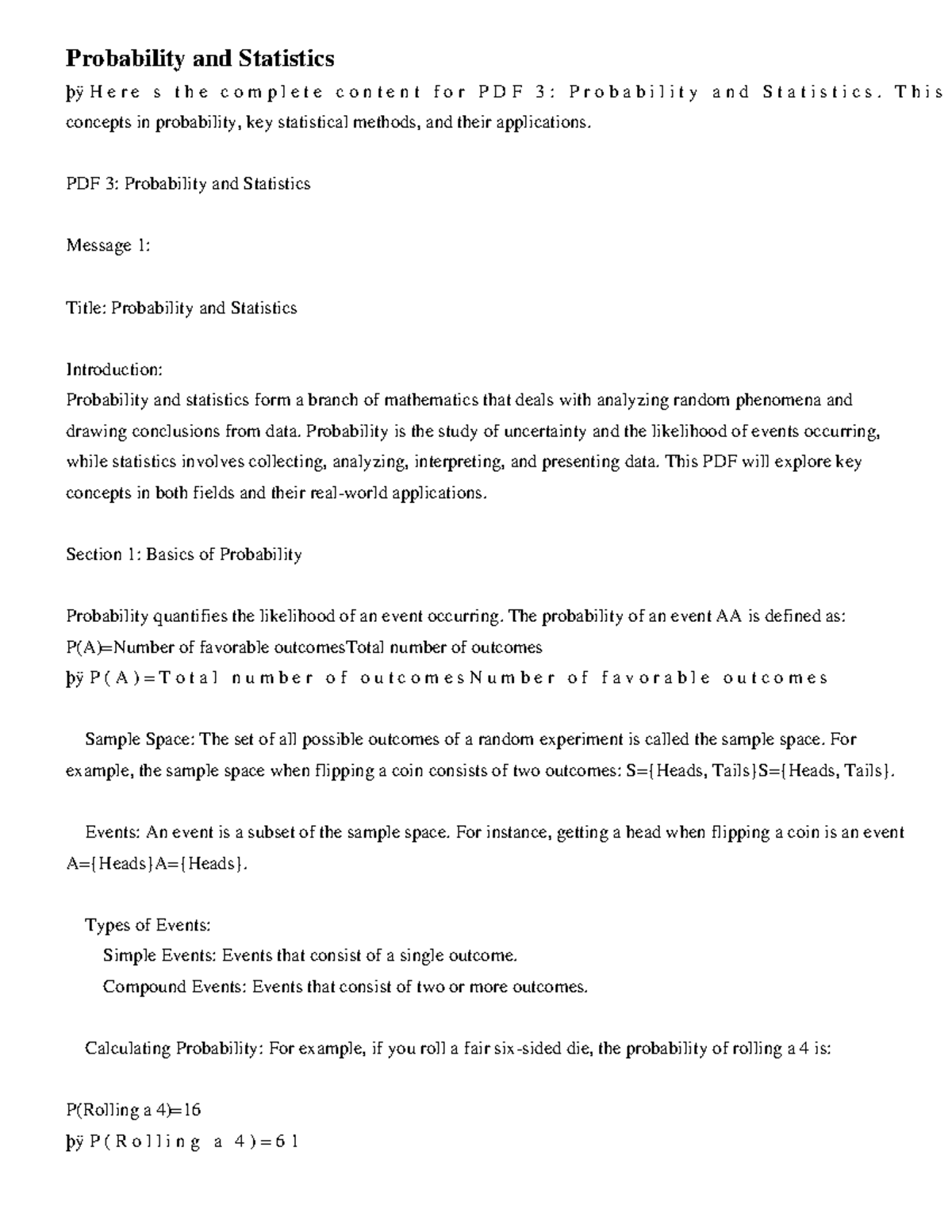 PDF 3: Probability and Statistics Overview and Key Concepts - Studocu
