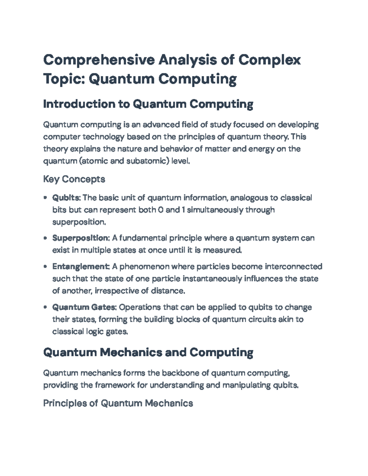 Final Exam Notes on Quantum Computing (Course Code: QC101 ...