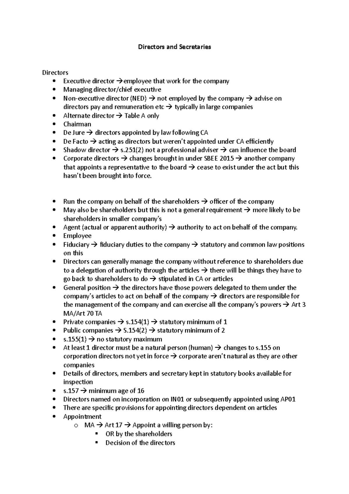 11 Directors and Secretaries Notes - Directors and Secretaries ...