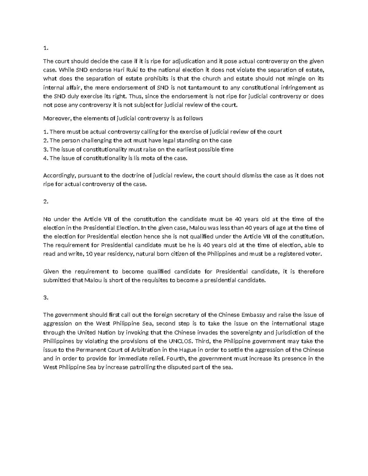 Constitutional Law Midterm Exam Notes: Case Analysis & Principles - Studocu