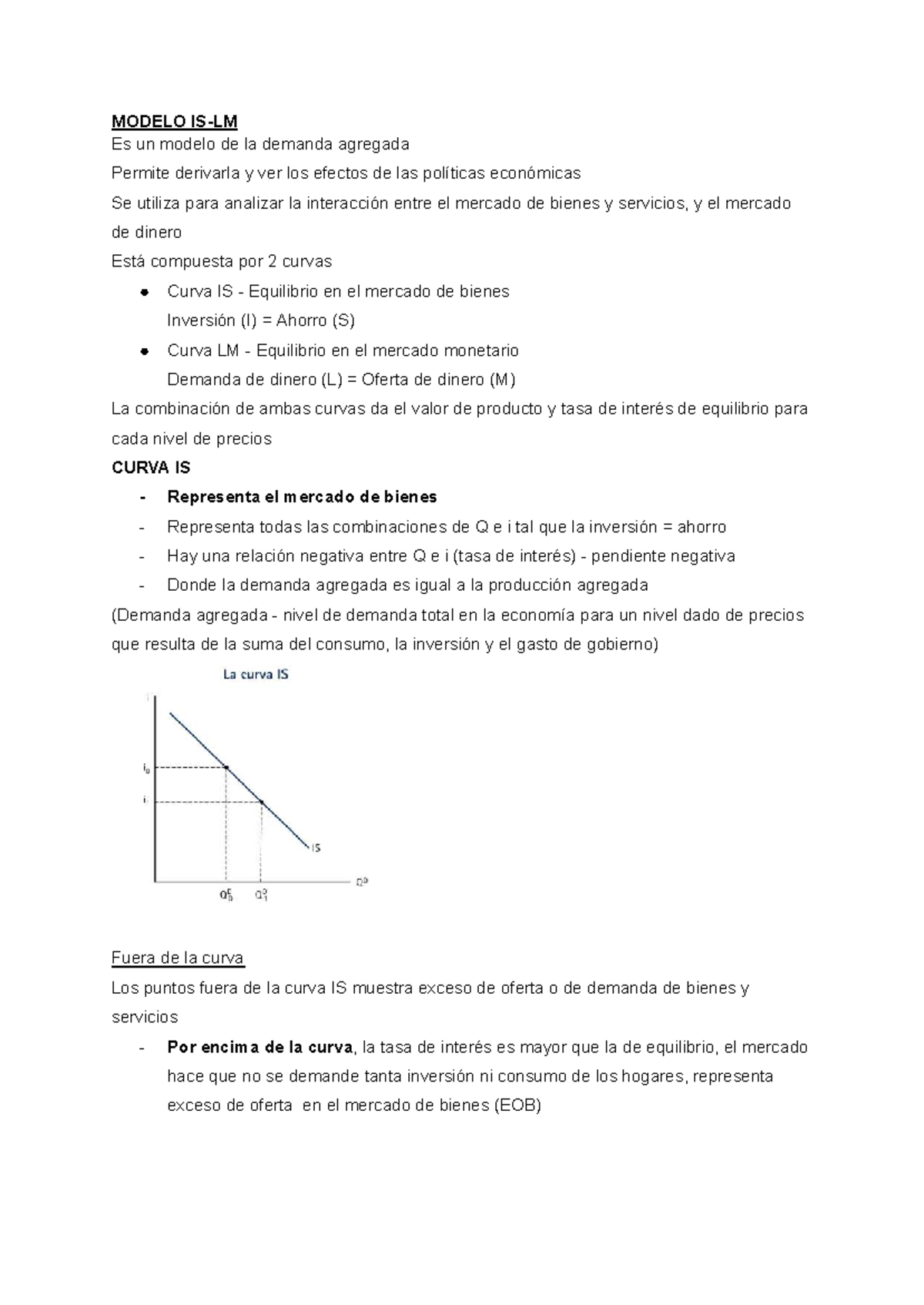 Modelo IS-LM: Resumen de la Demanda Agregada y Políticas Económicas ...
