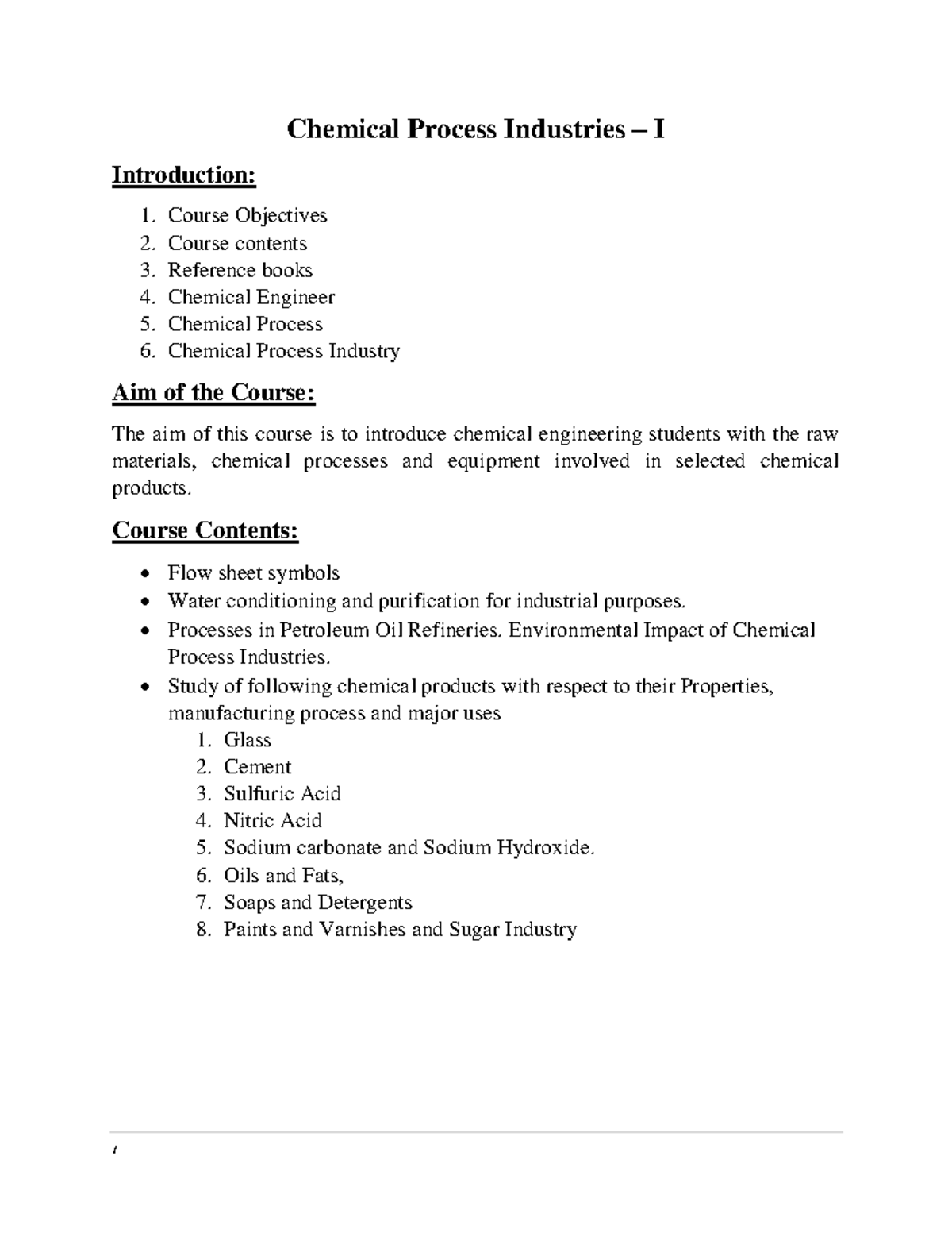 Chemical Process Industries - I: Overview and Educational Insights ...